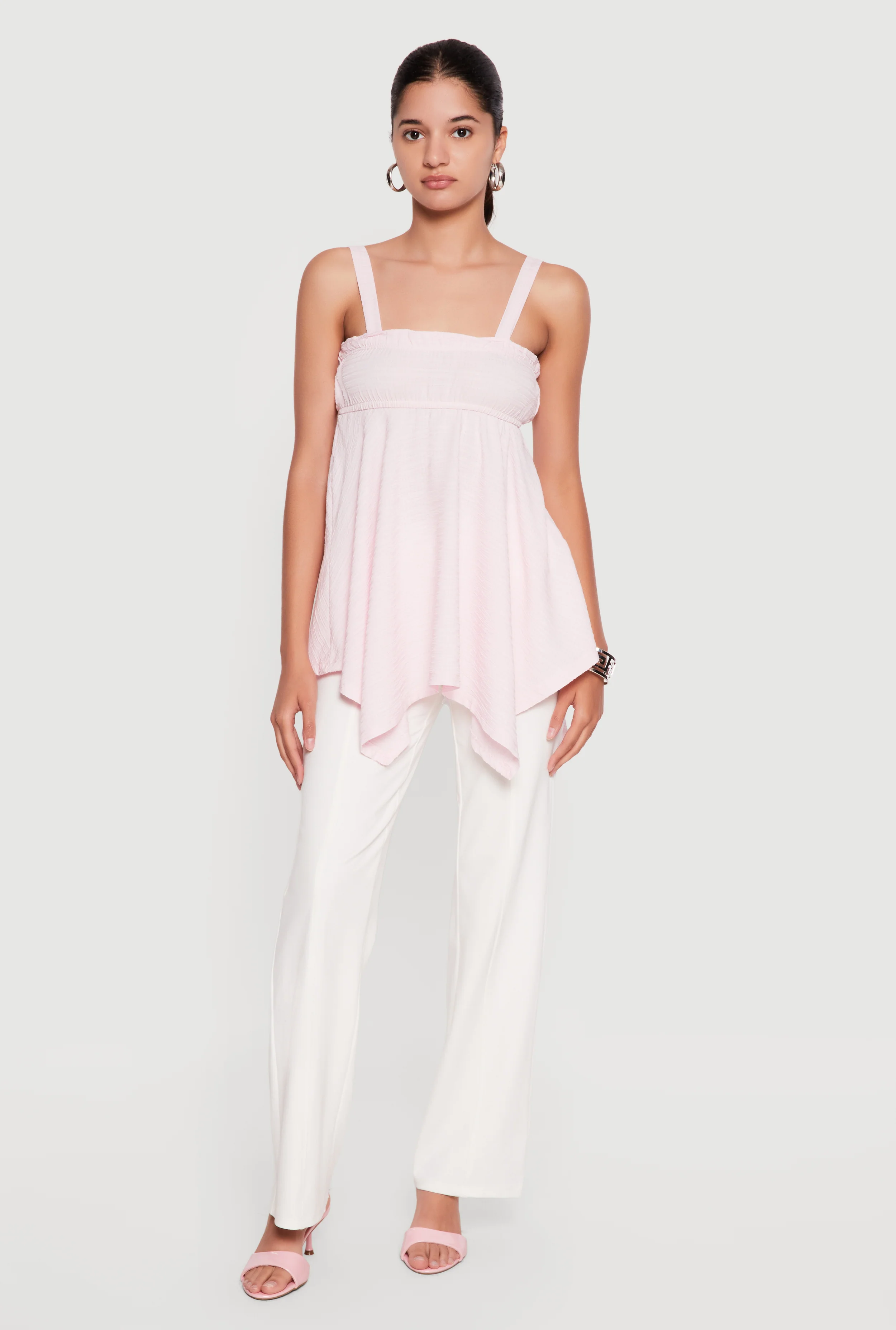 Square Neck Sharkbite Hem Sleeveless Blouse