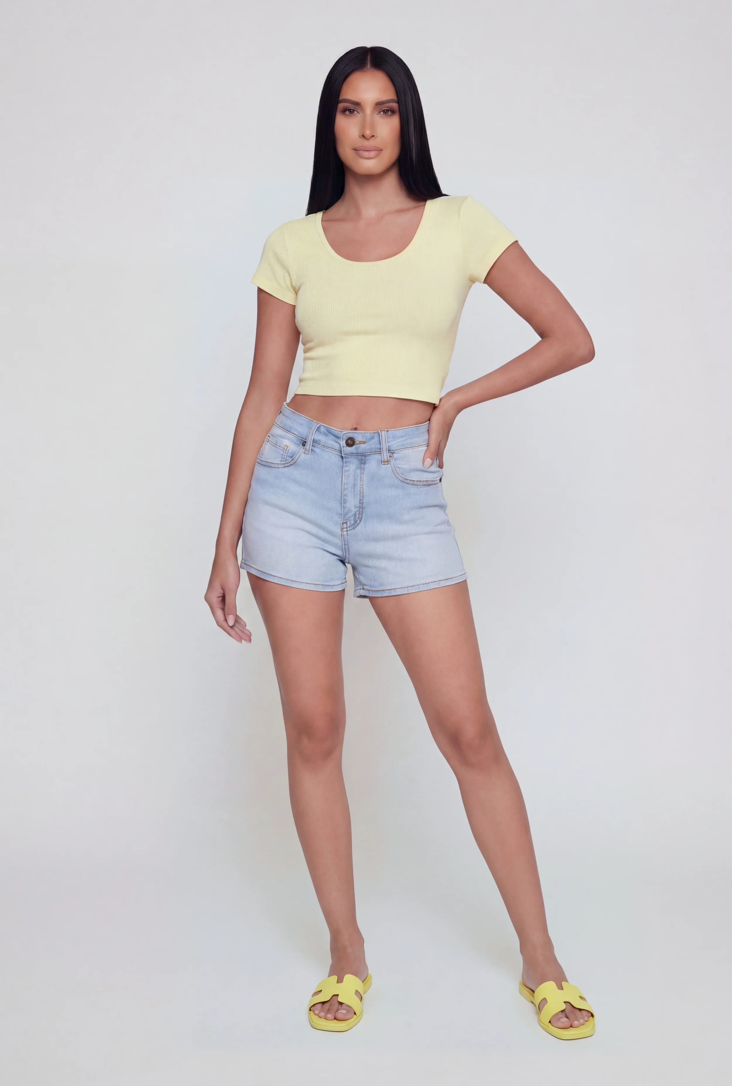 Seamless Ribbed Knit Cropped Tee