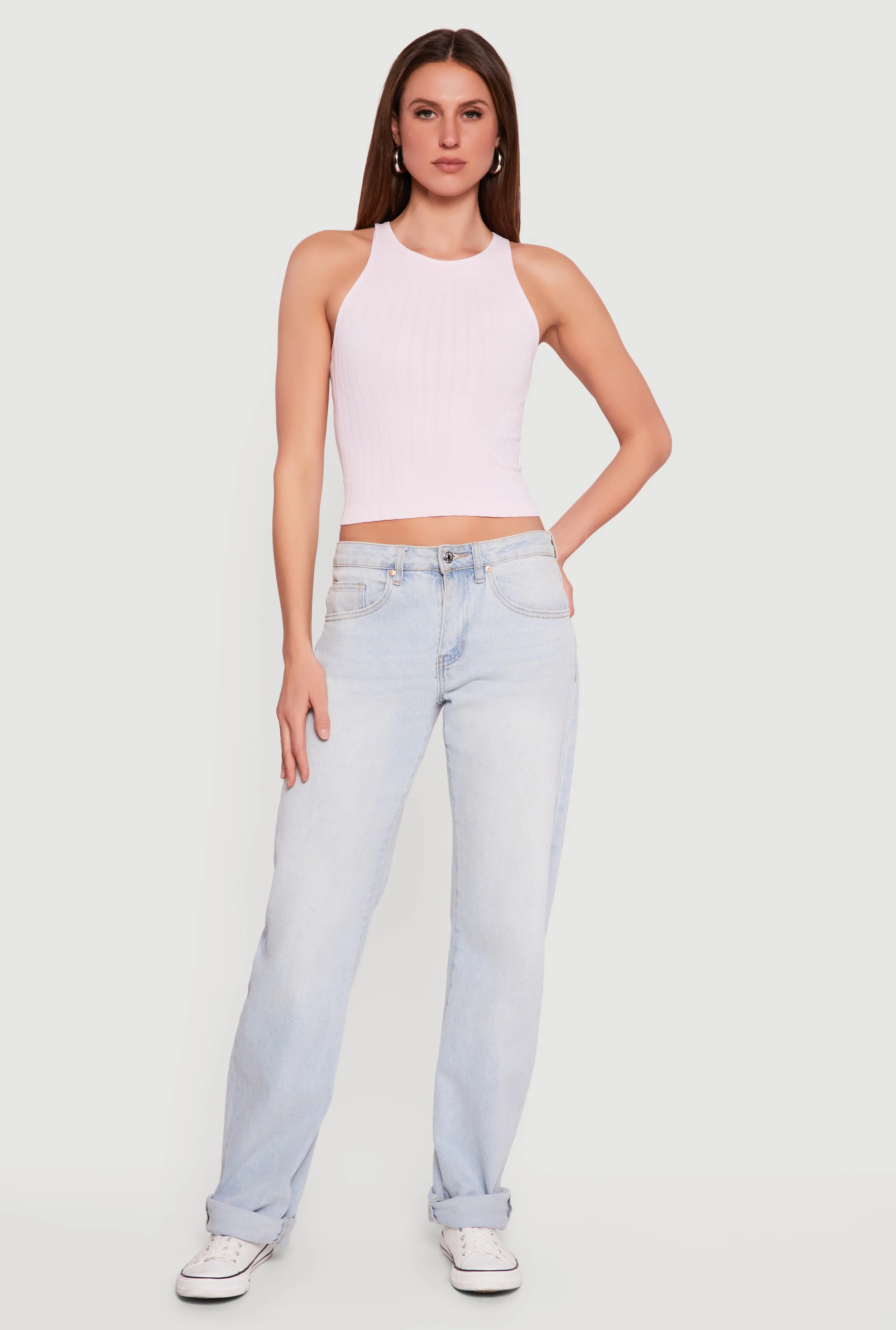 Ribbed Knit Seamless Cropped Tank Top