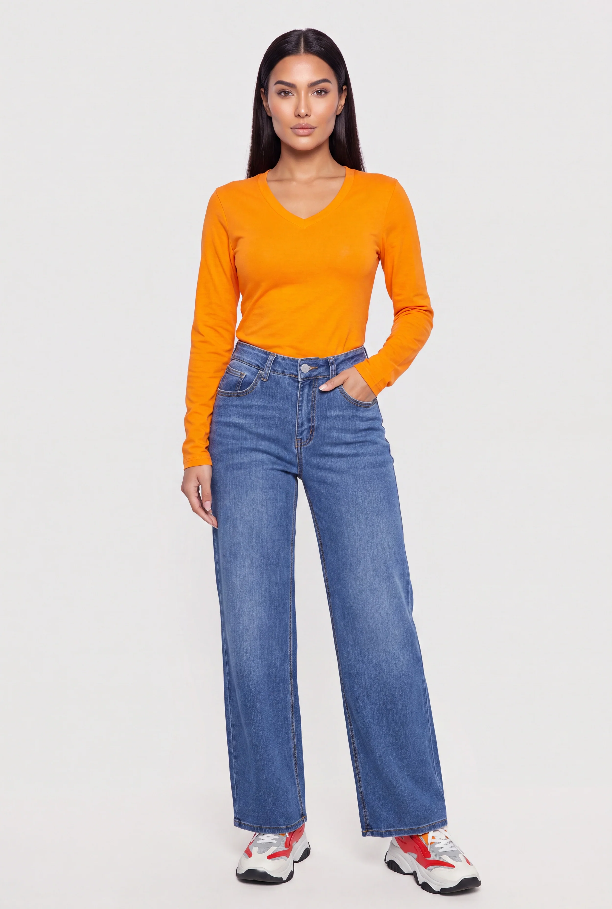 Long Sleeve V-Neck Top