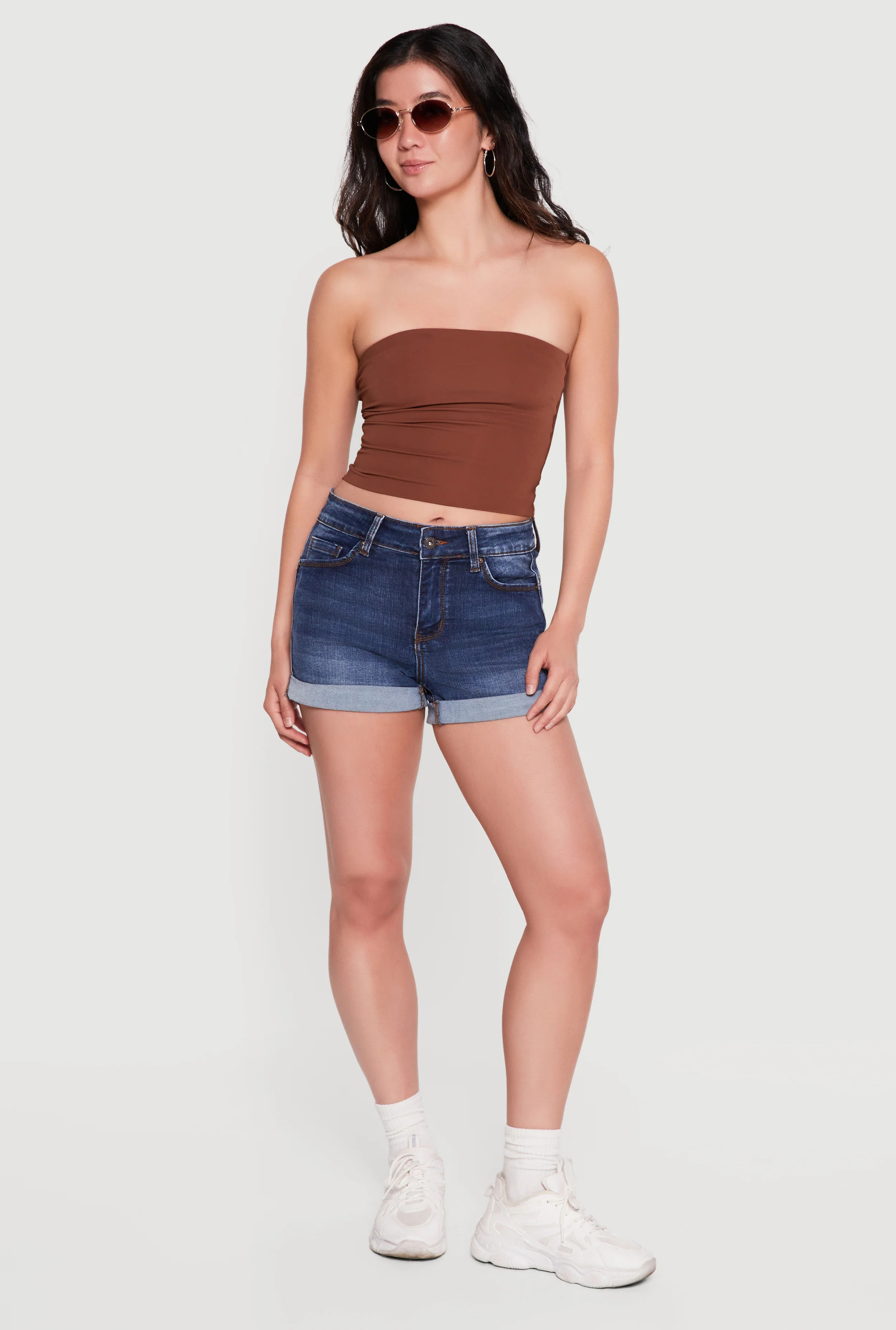 Solid Strapless Crop Top