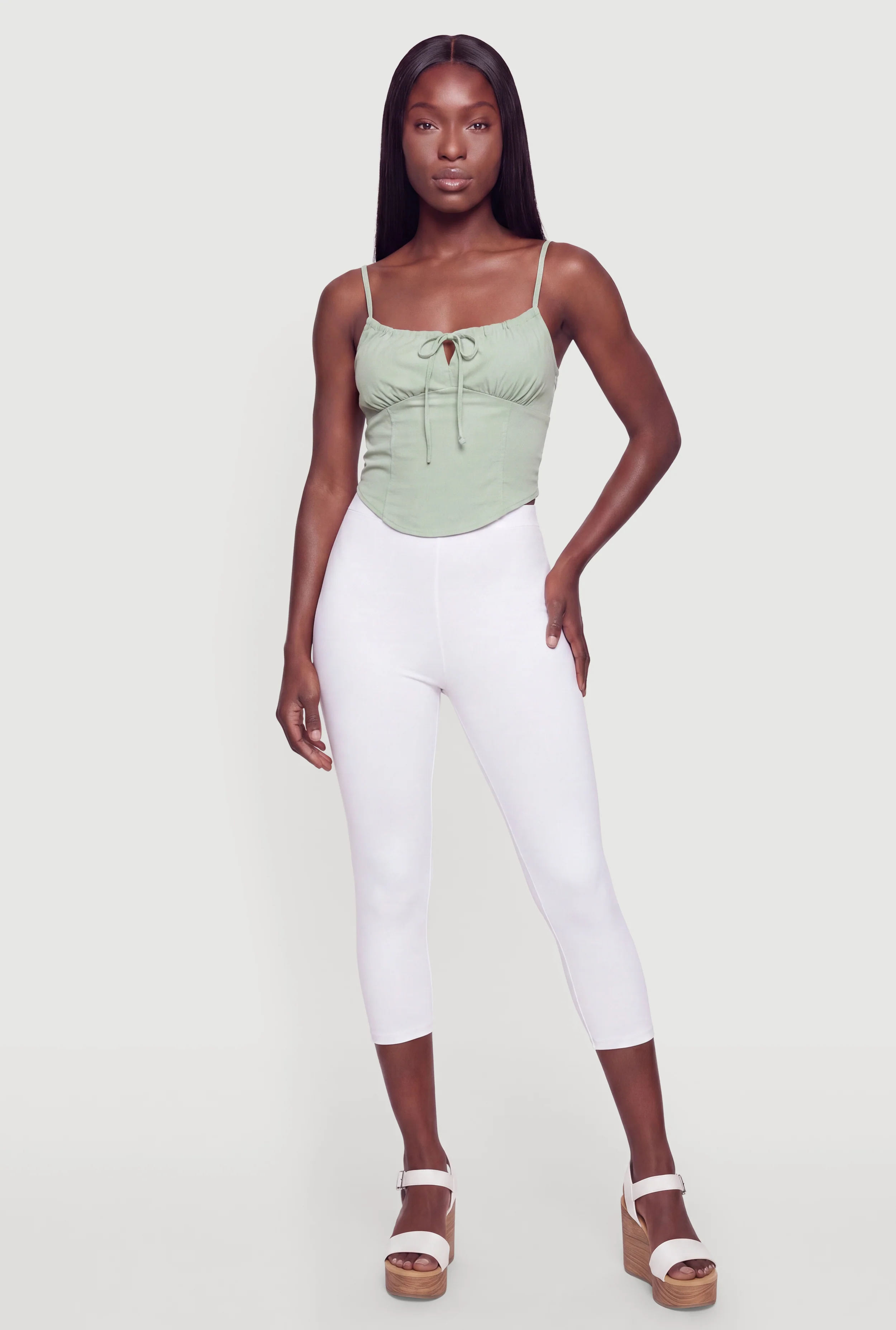 Smocked Back Crop Bustier Top