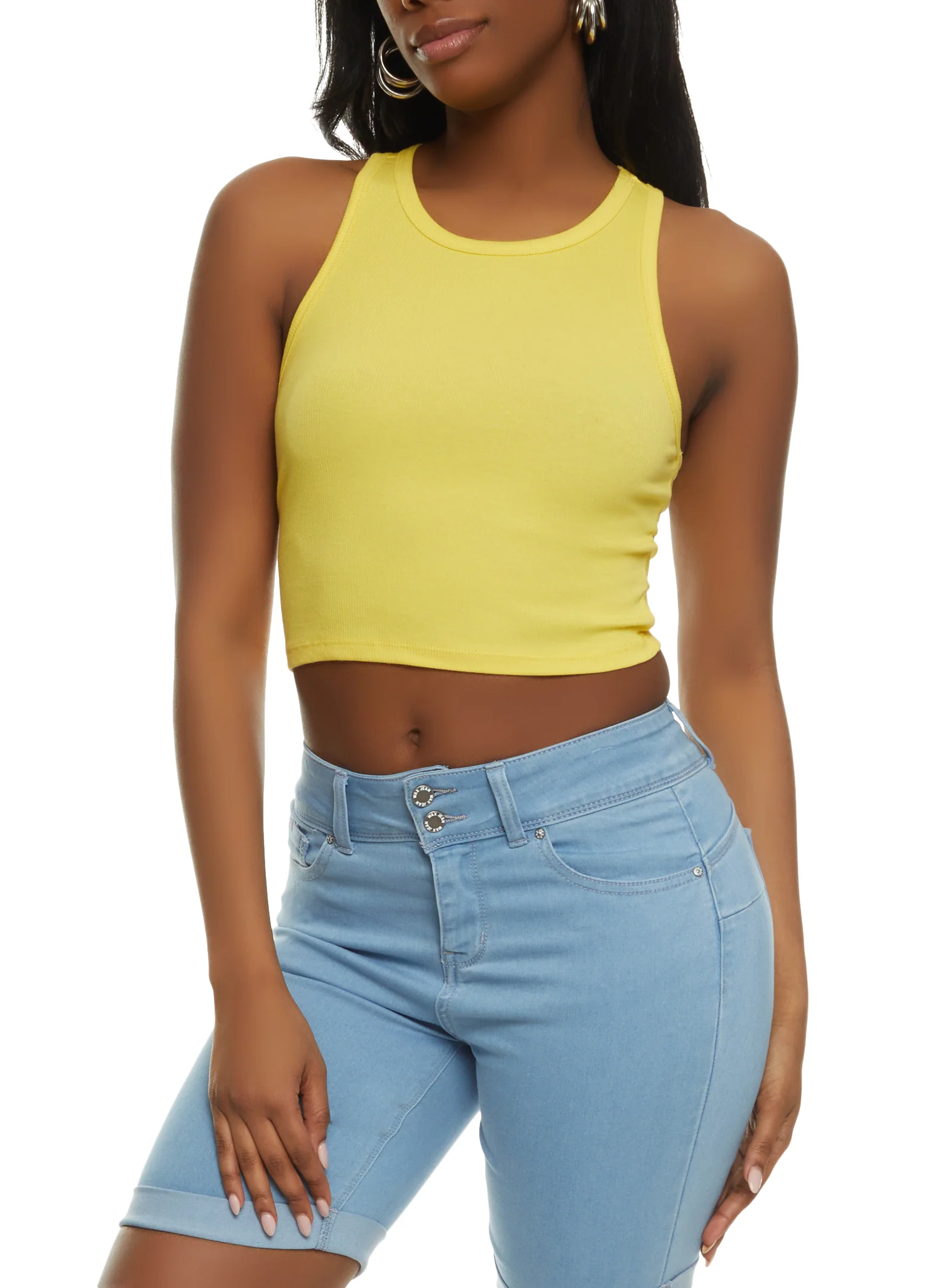 Basic Cropped Racerback Tank Top