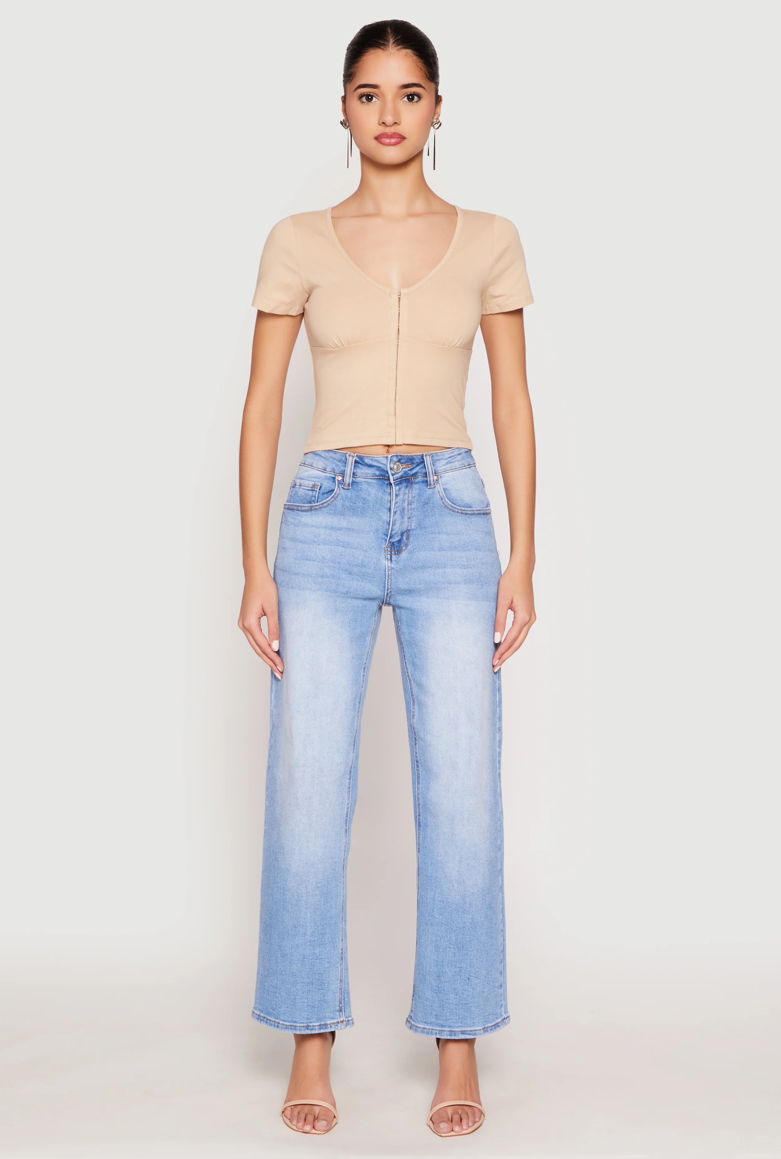 Hook and Eye Short Sleeve Crop Top
