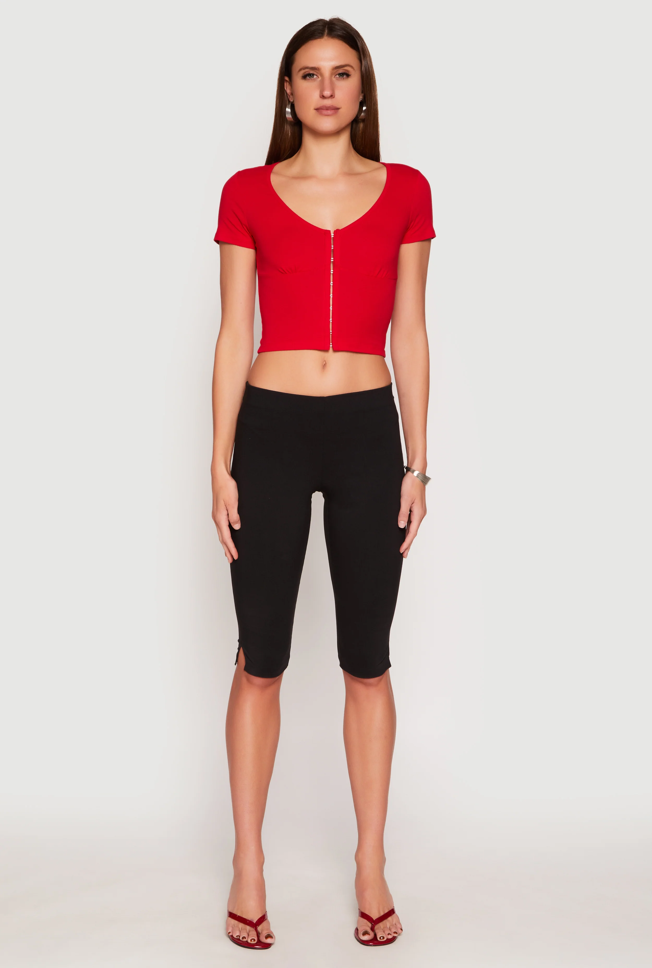 Hook and Eye Short Sleeve Crop Top