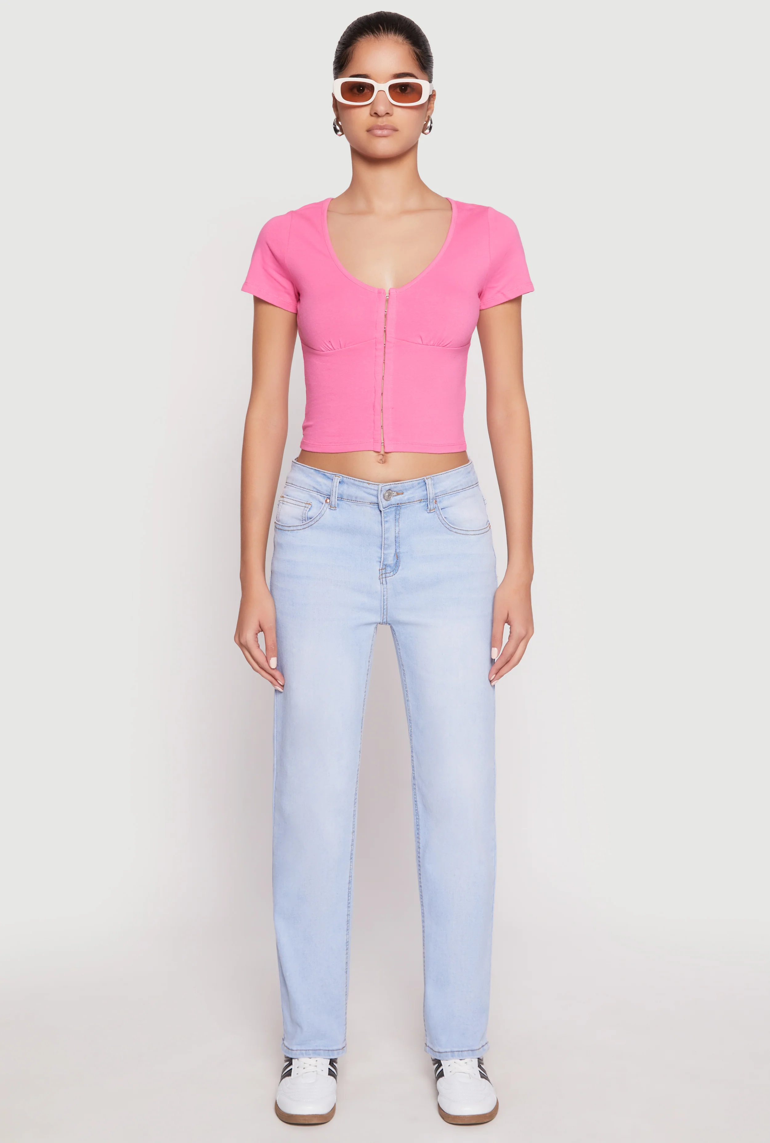 Hook and Eye Short Sleeve Crop Top