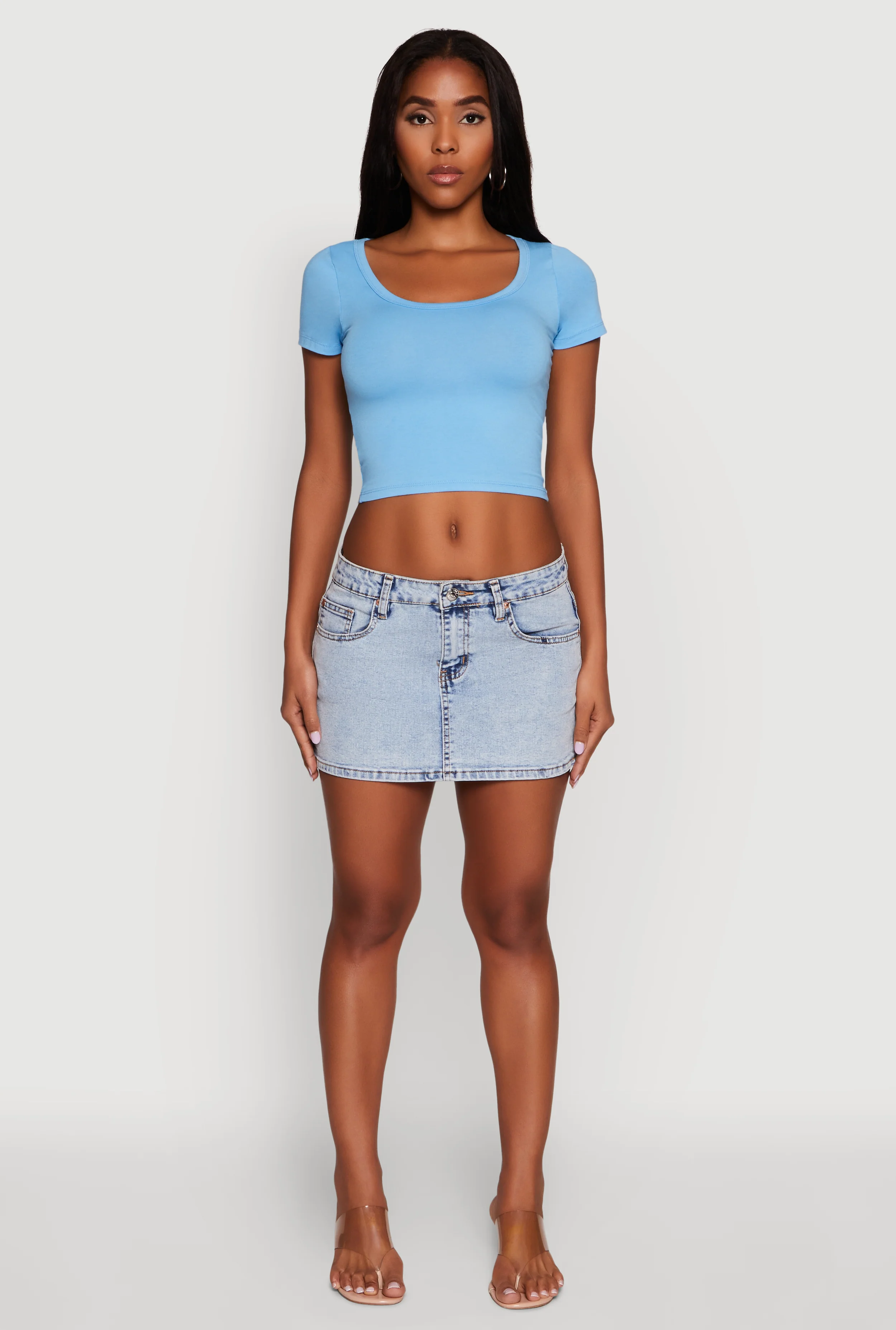 Ambiance Classic Fit Scoop Neck Short Sleeve Cropped Tee