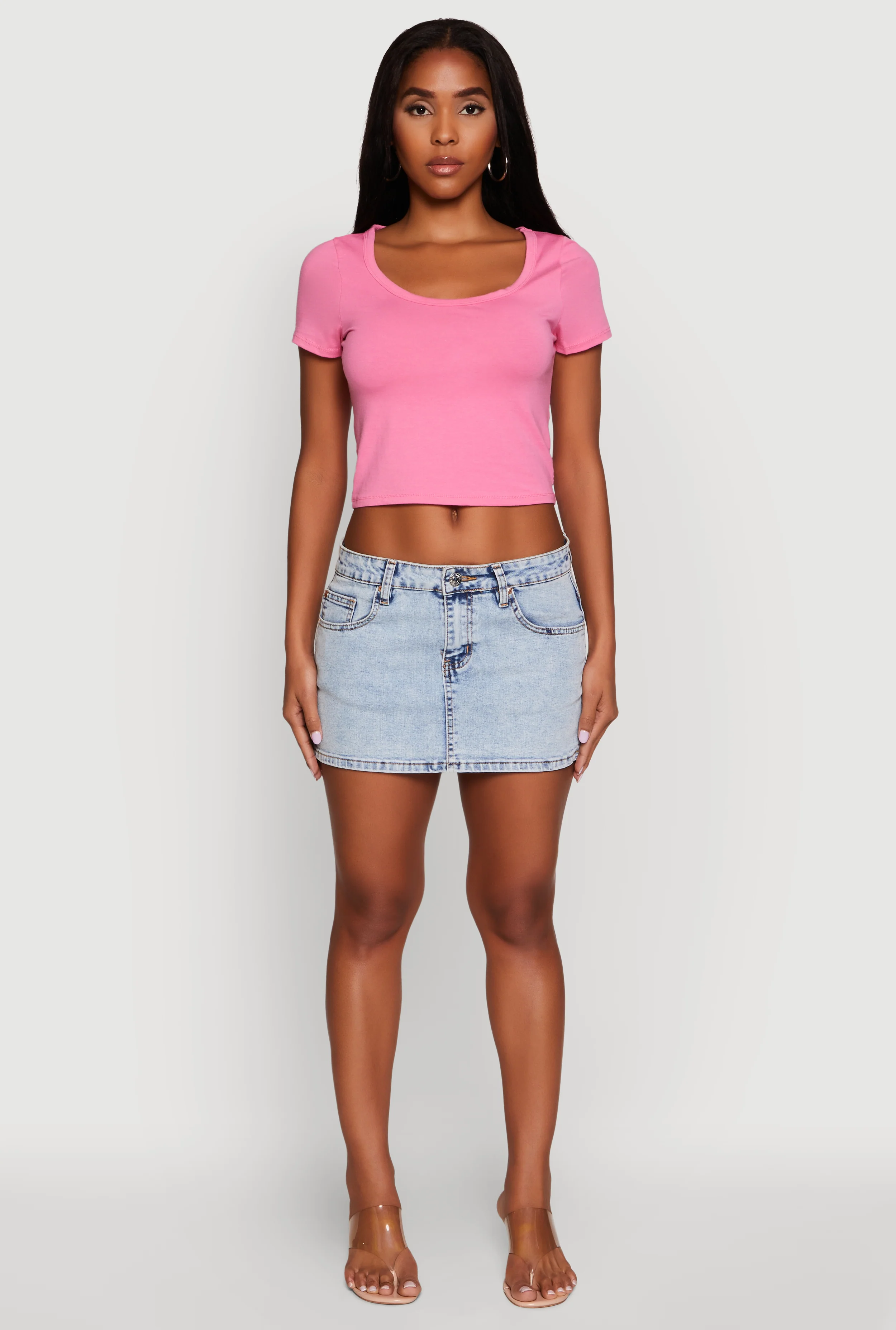 Ambiance Classic Fit Scoop Neck Short Sleeve Cropped Tee
