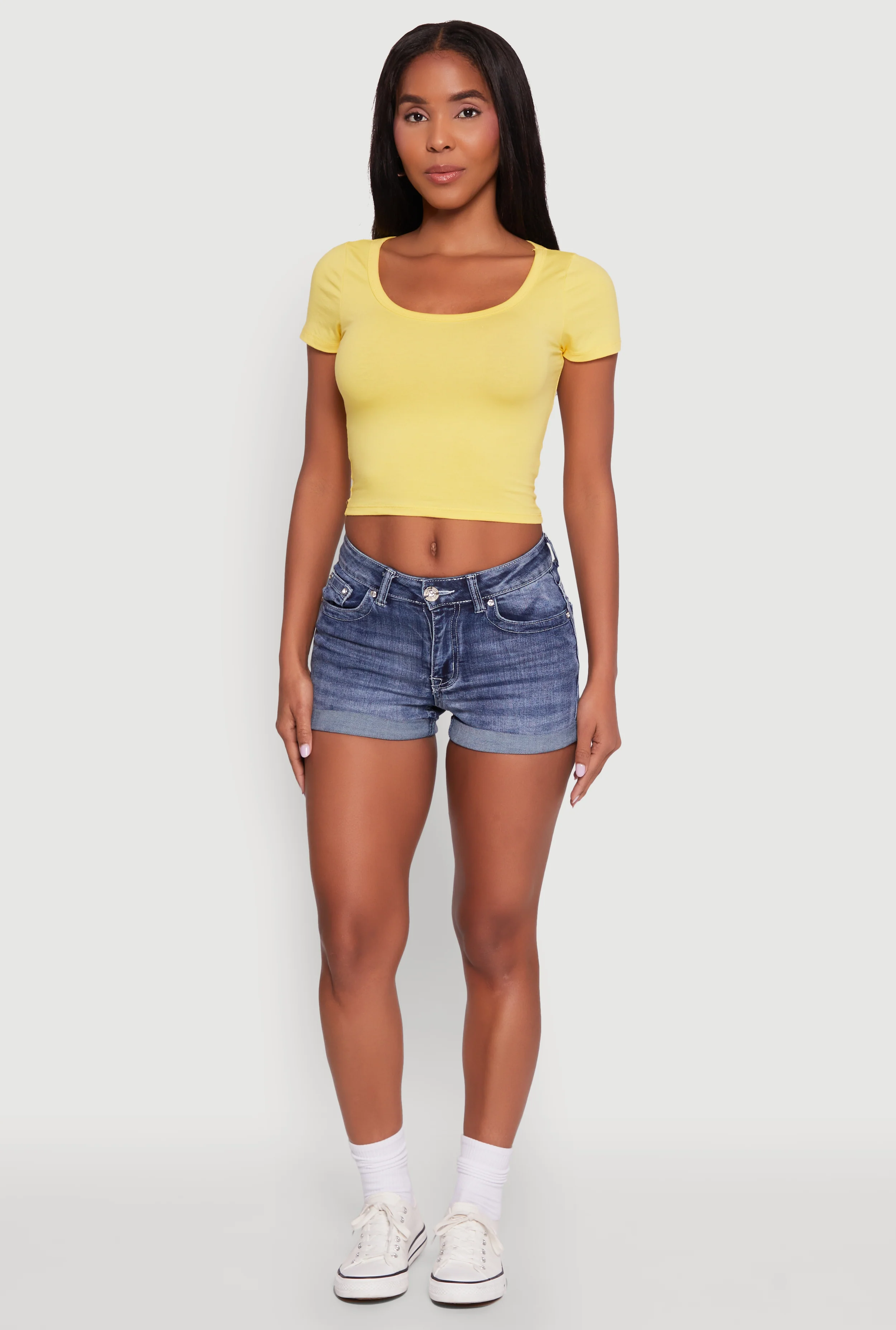 Ambiance Classic Fit Scoop Neck Short Sleeve Cropped Tee