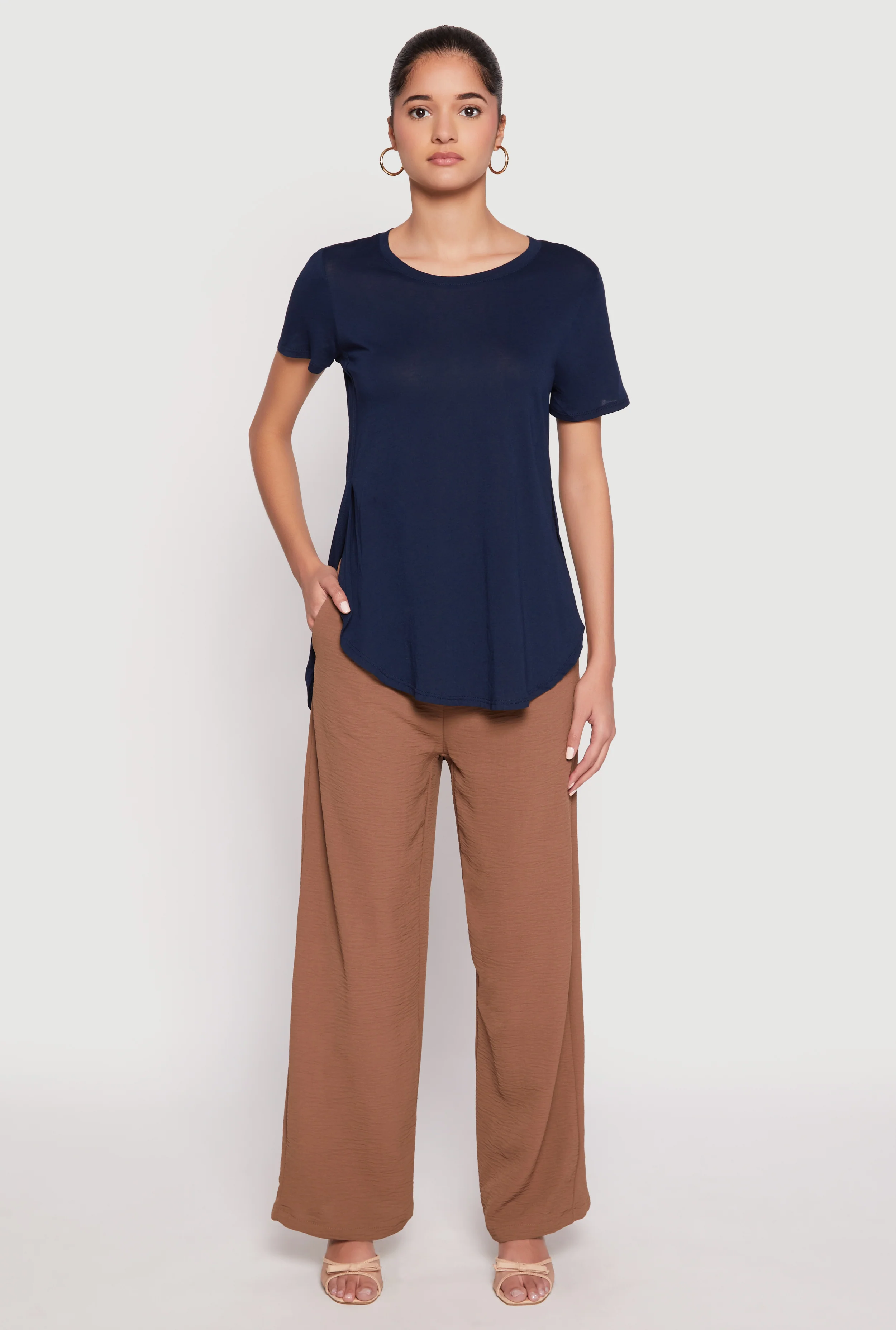 Side Slit High Low Hem Tee