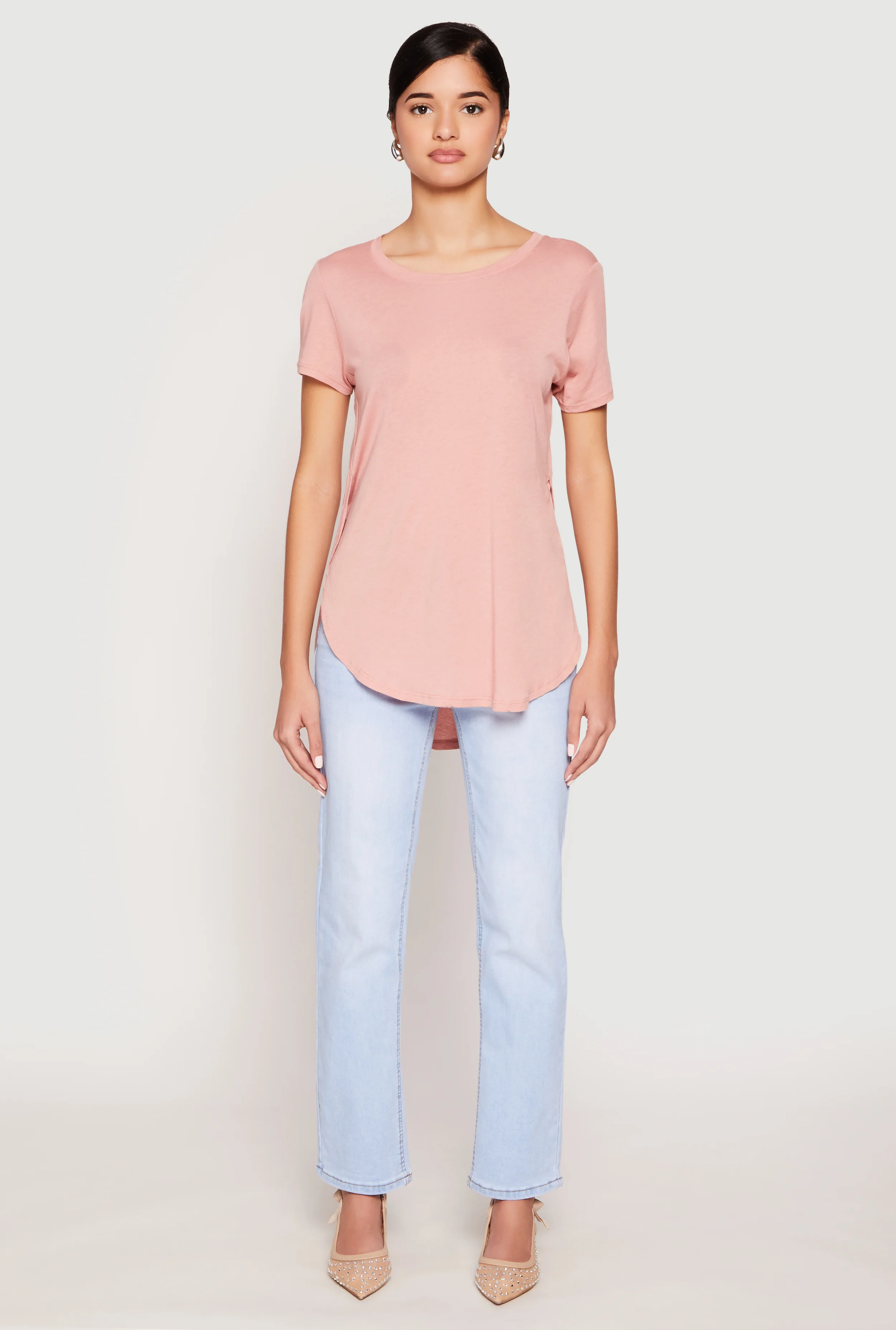 Side Slit High Low Hem Tee