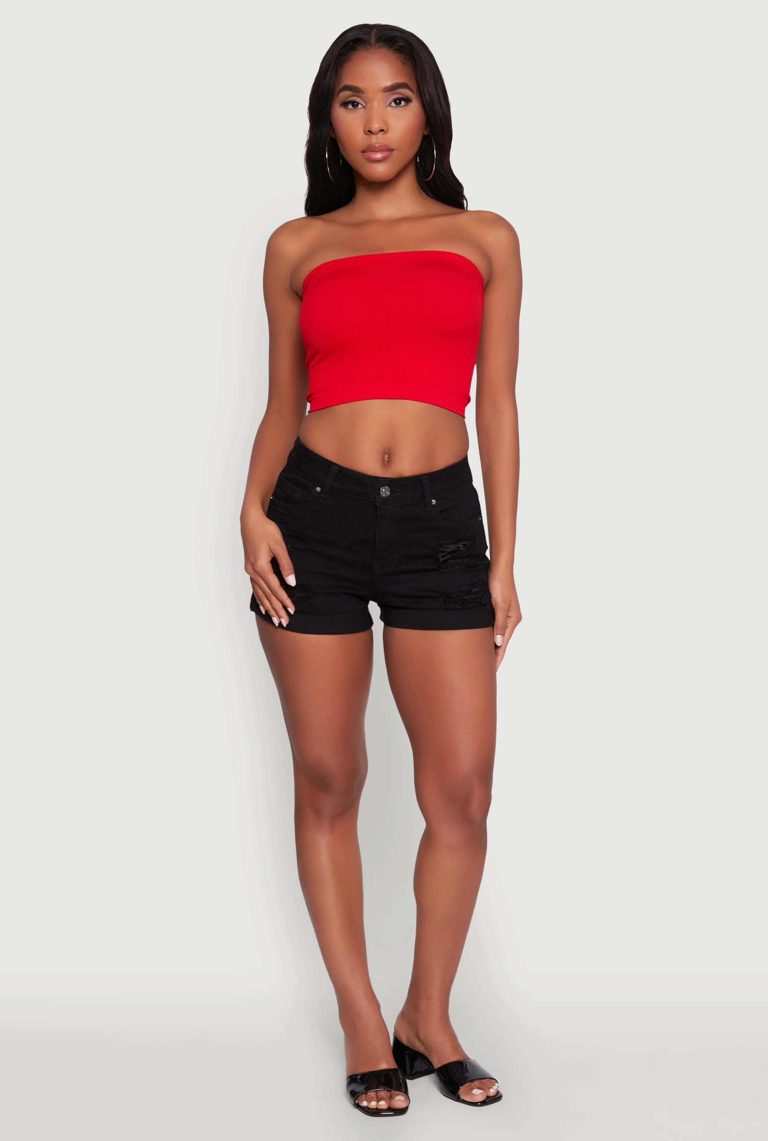 Ribbed Knit Seamless Tube Top