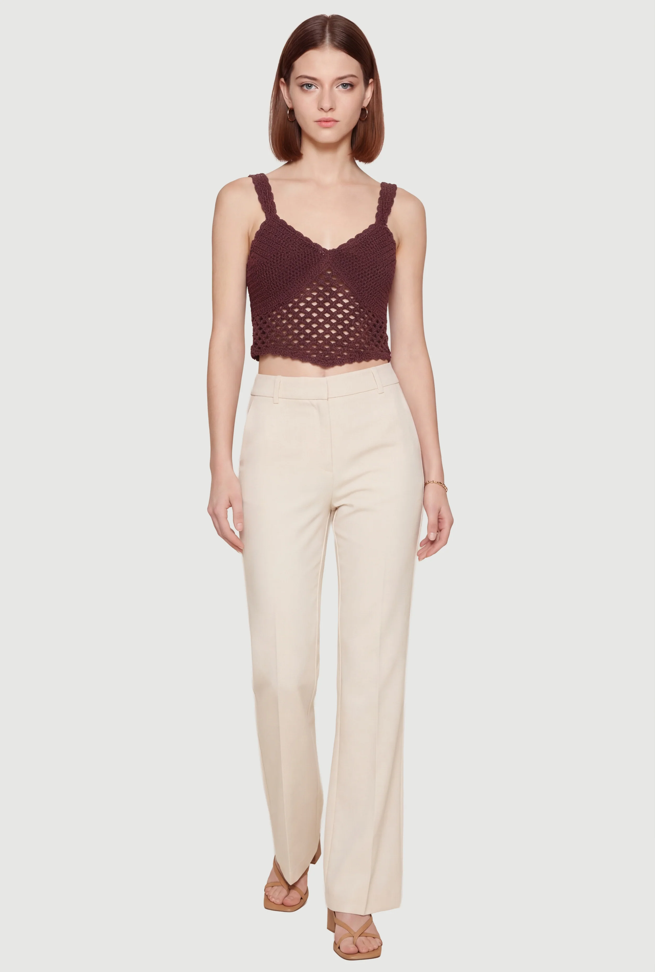 Solid Crochet Cropped Tank Top