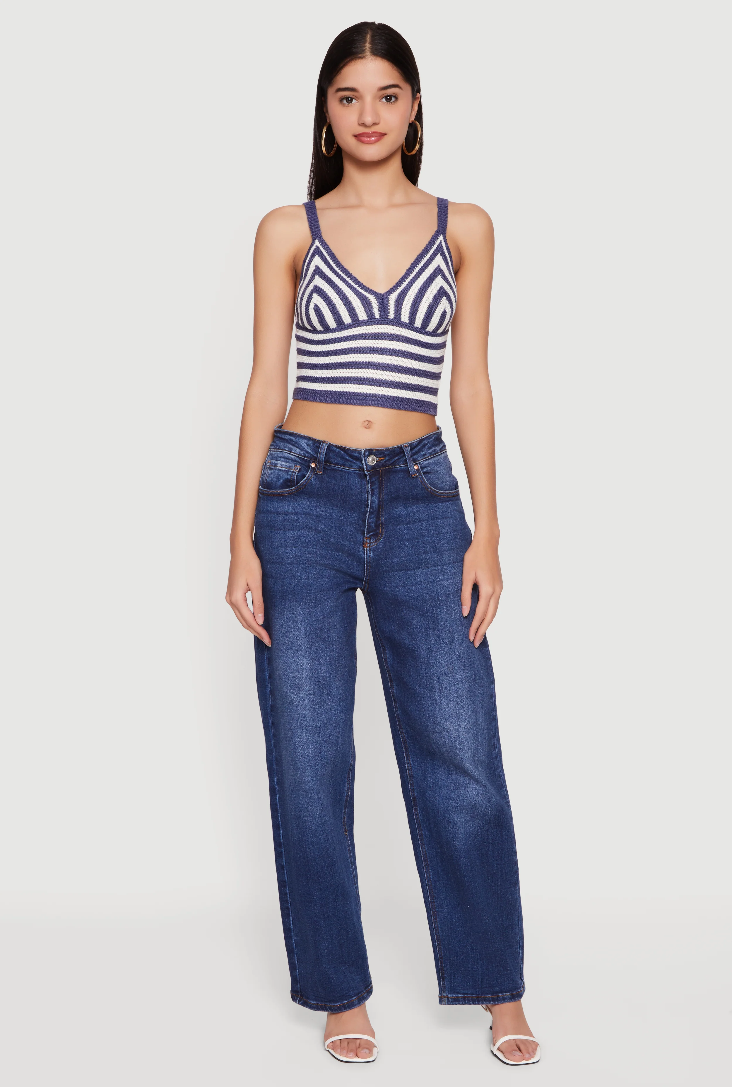 Striped Crochet Bustier Crop Top