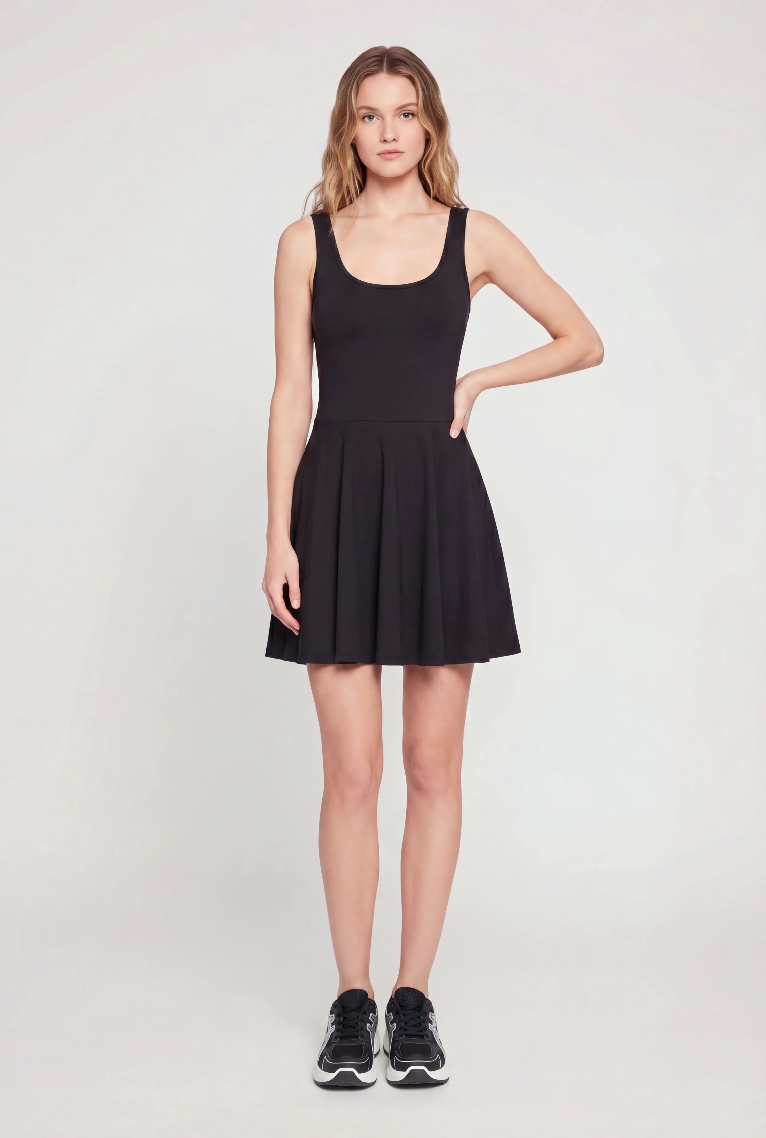 Scoop Neck Tennis Dress with Pocket Shorts