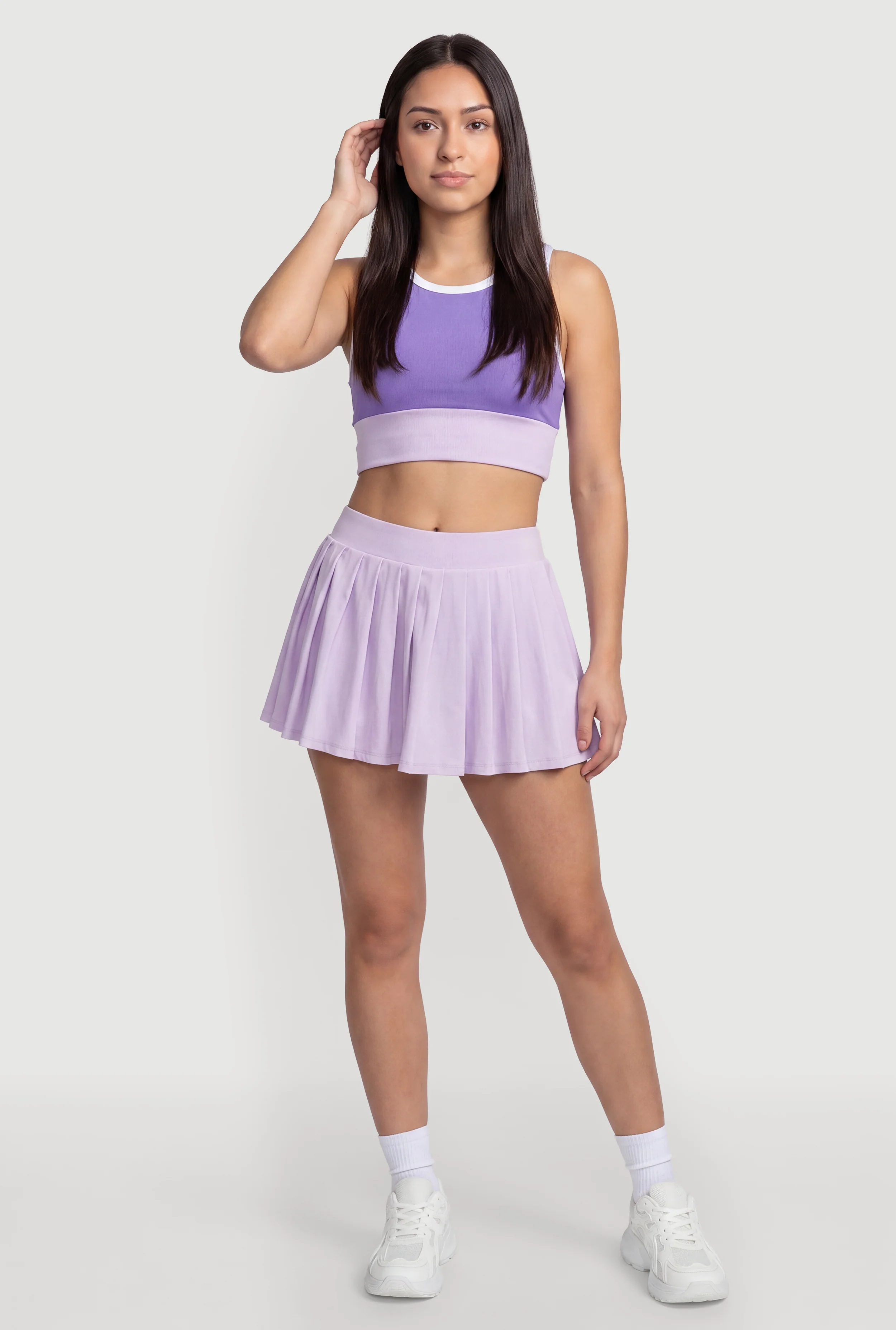 Mid Rise Pleated Mini Skirt with Shorts Lining