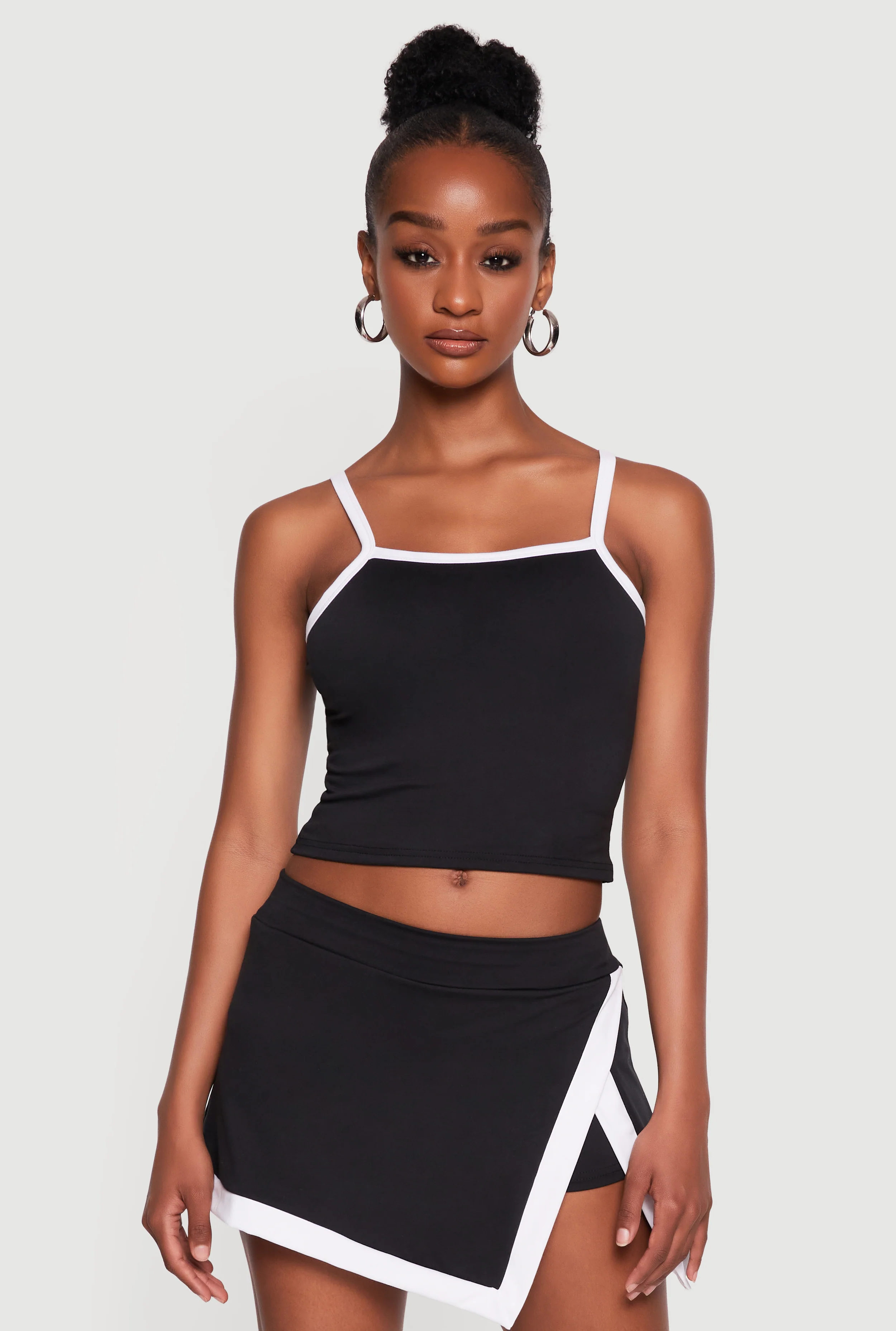 Contrast Trim Cropped Square Neck Cami