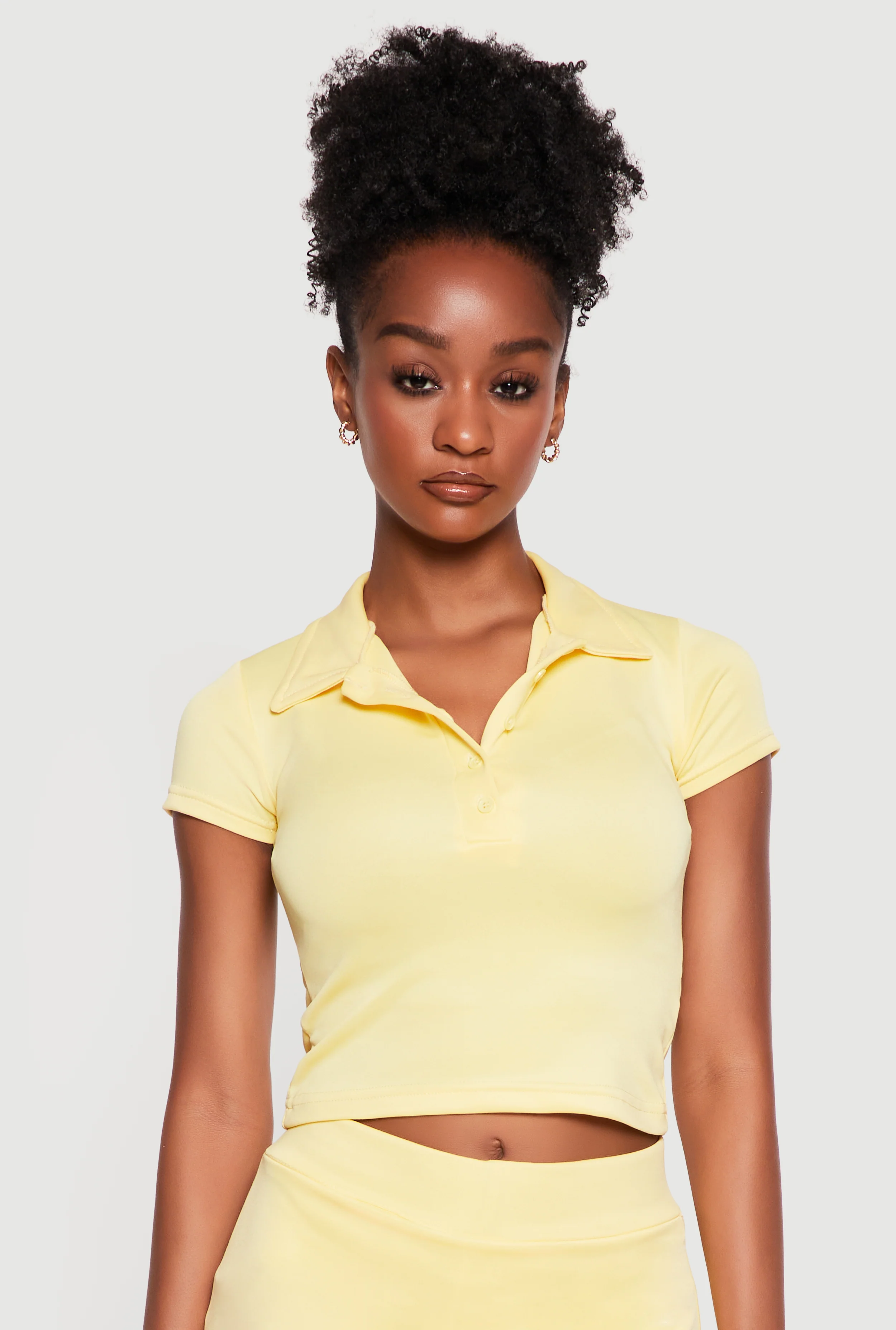 Short Sleeve Polo Crop Top