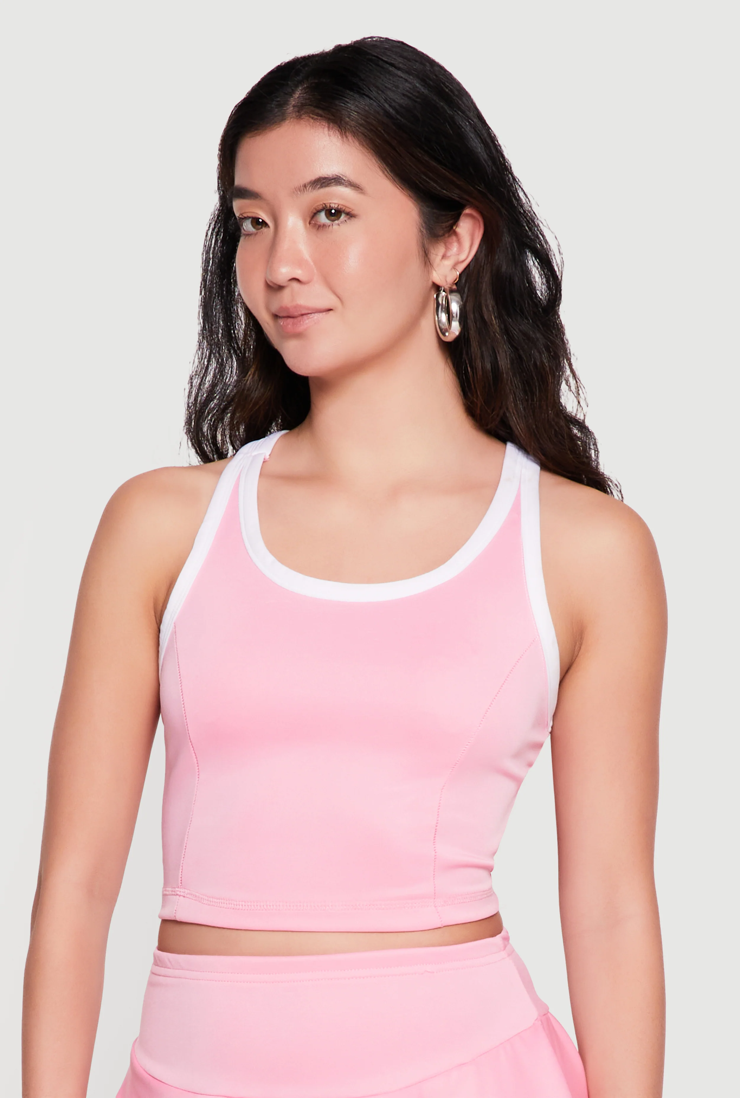 Scoop Neck Cropped Racerback Tank Top