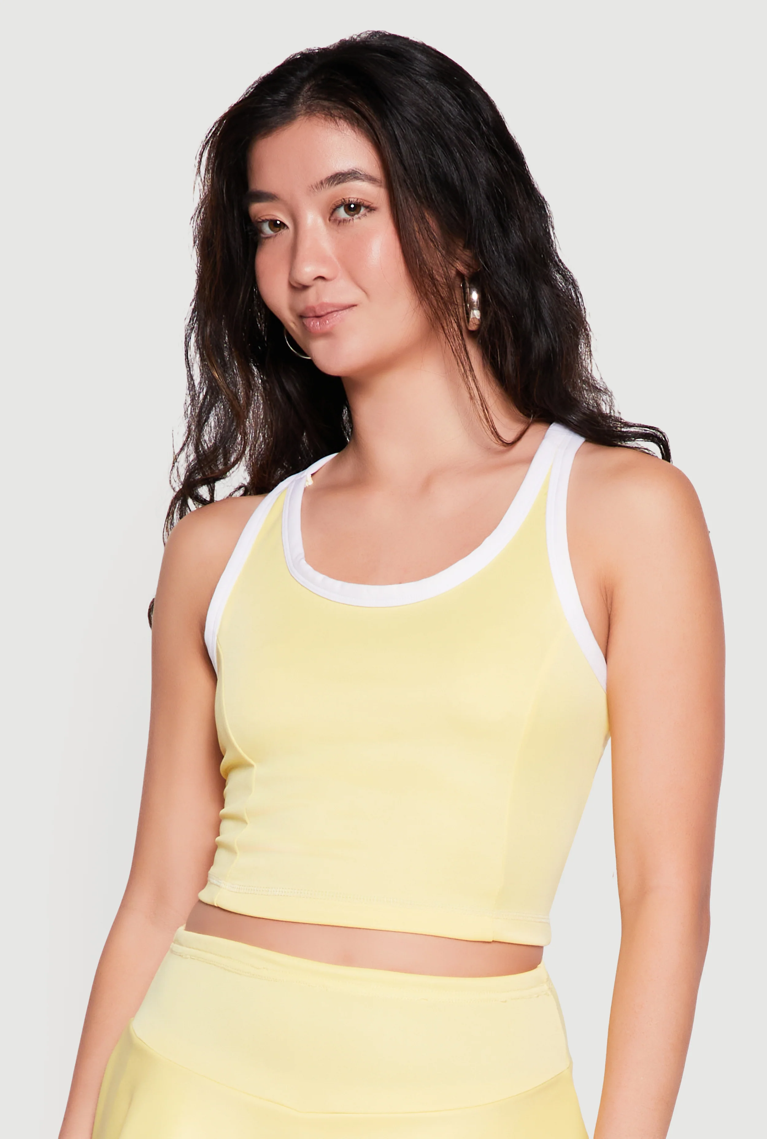 Scoop Neck Cropped Racerback Tank Top