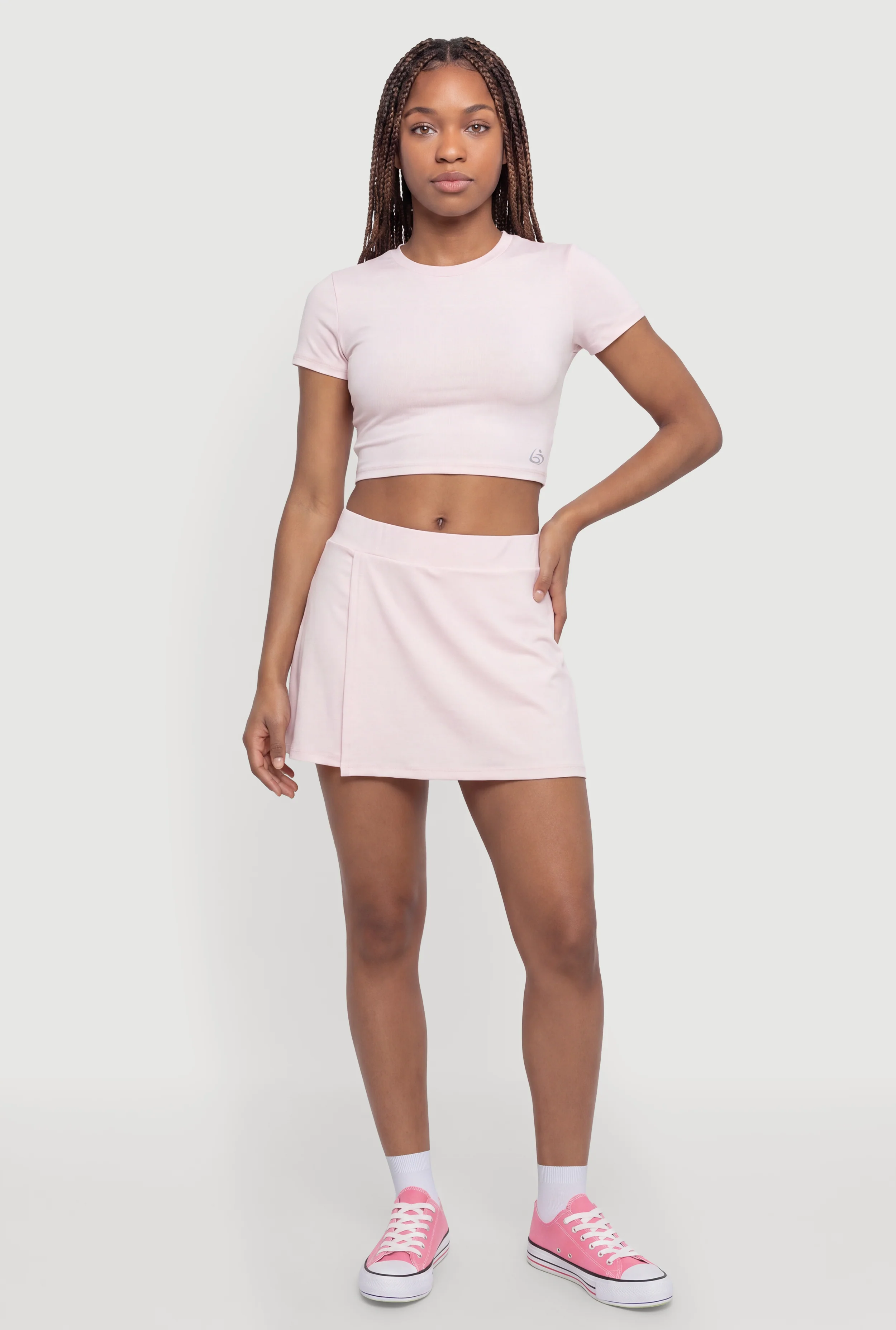 Mid Rise Side Slit Skirt with Shorts Lining