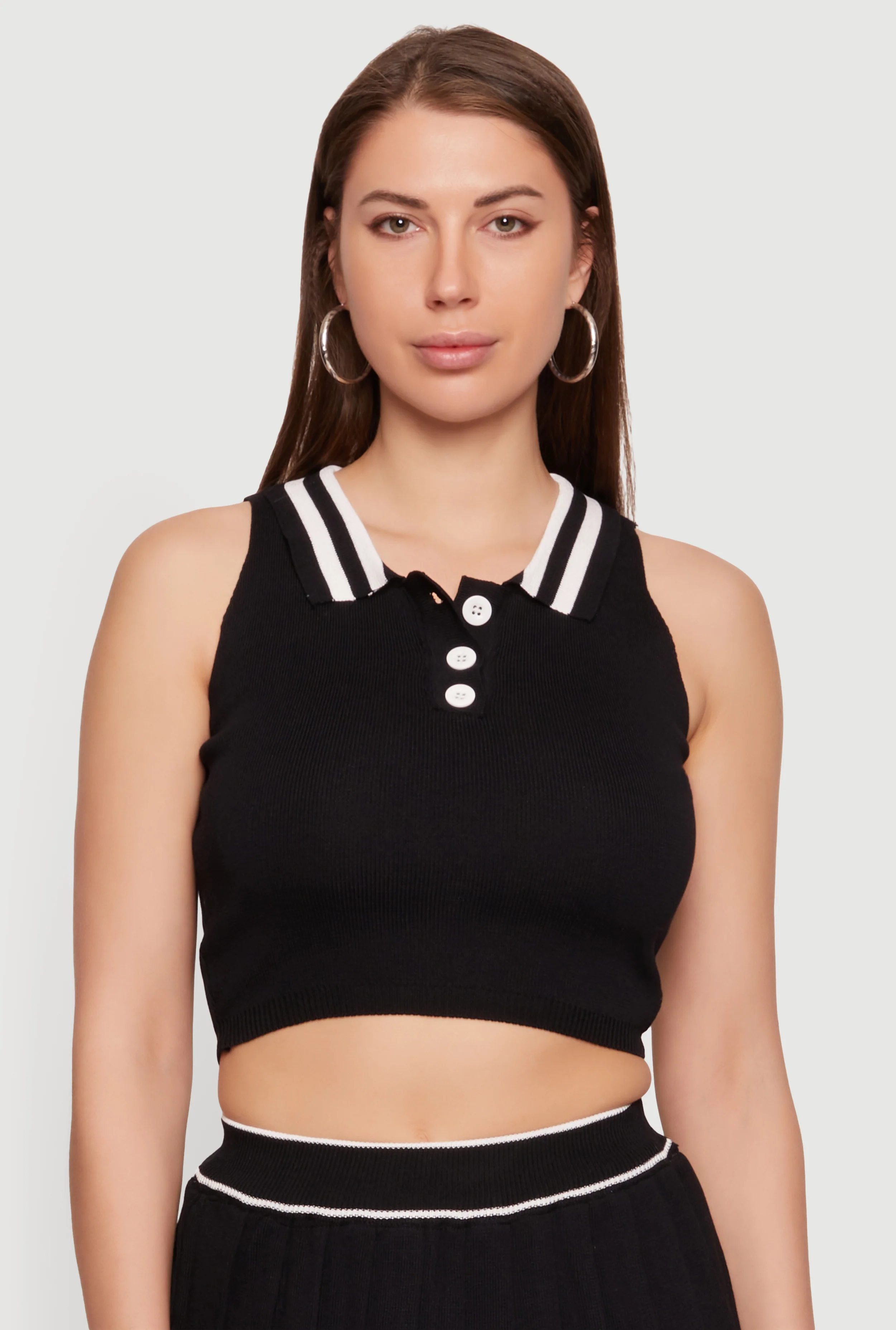 Varsity Stripe Sleeveless Polo Top