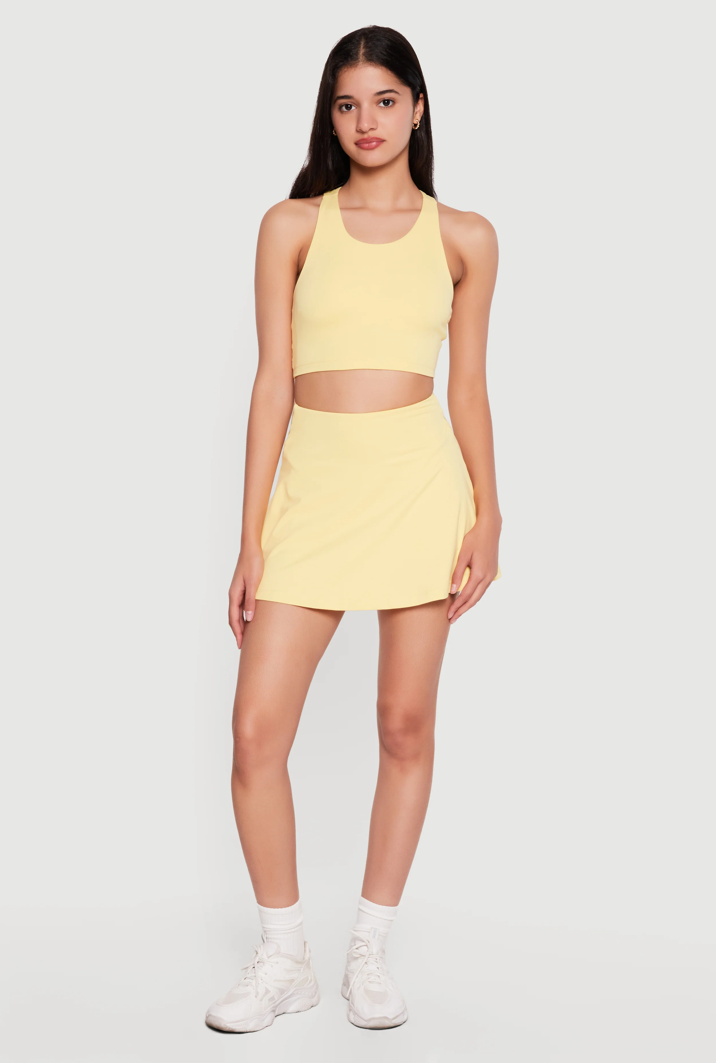 Contrast Trim Skirt with Cell Phone Pocket Shorts Lining