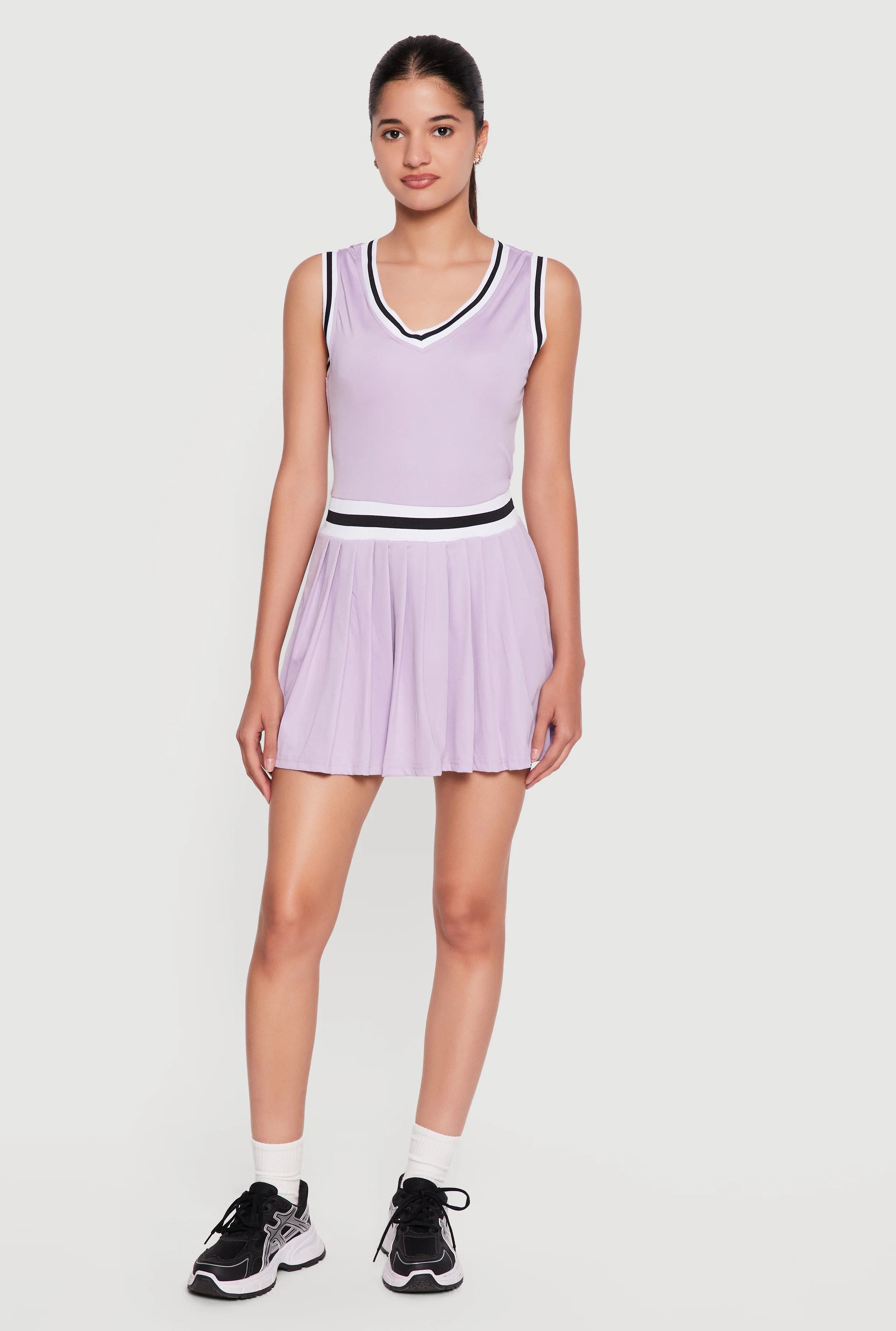 Contrast Trim Tennis Dress with Shorts Lining