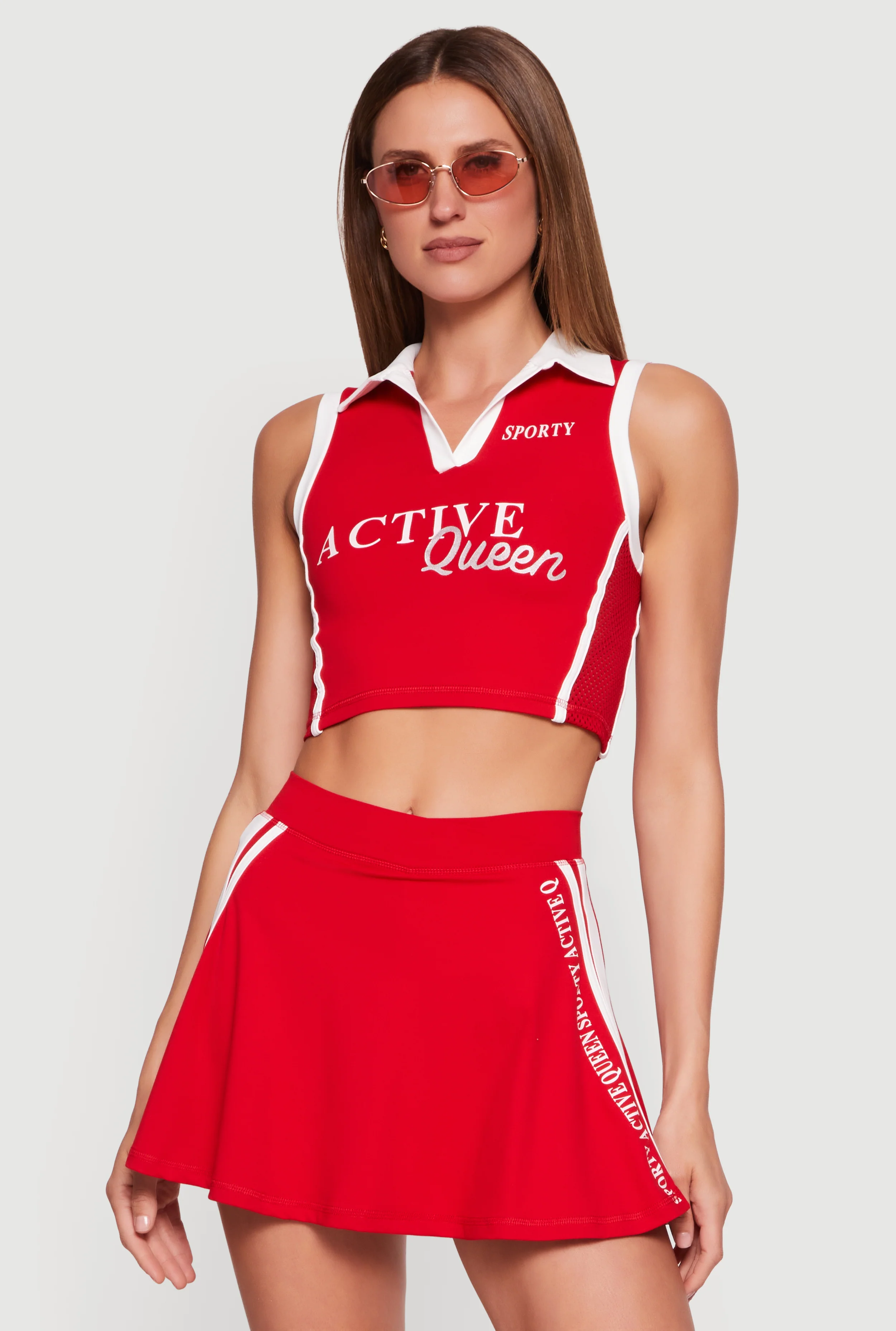 Active Queen Graphic Polo Crop Top