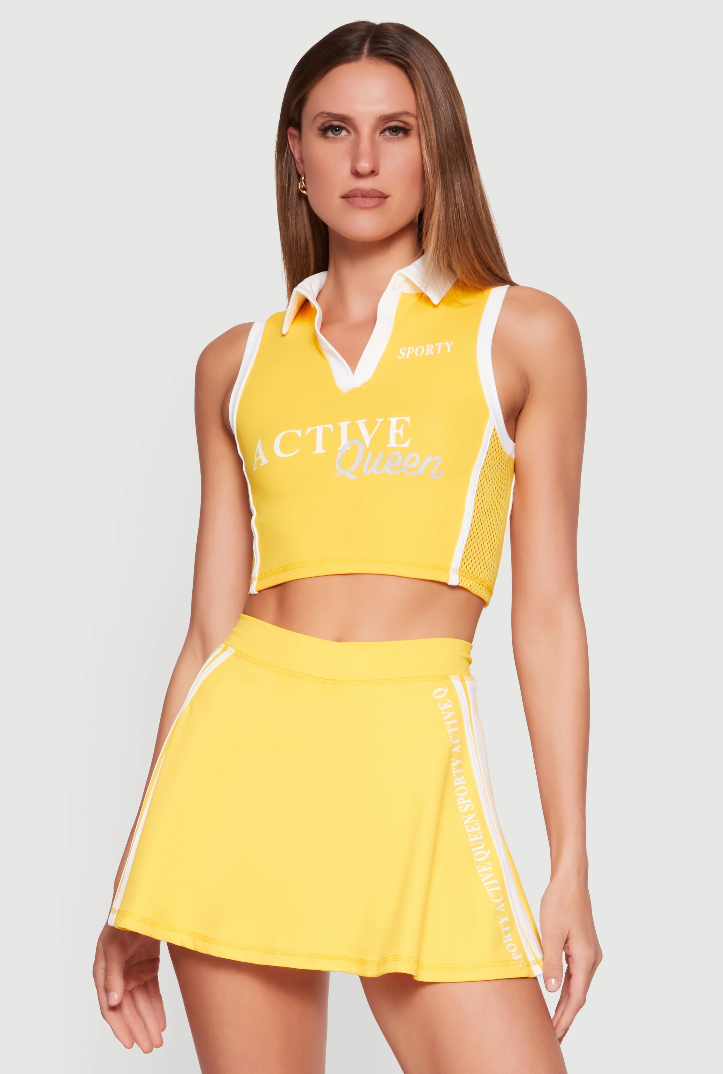 Active Queen Graphic Polo Crop Top