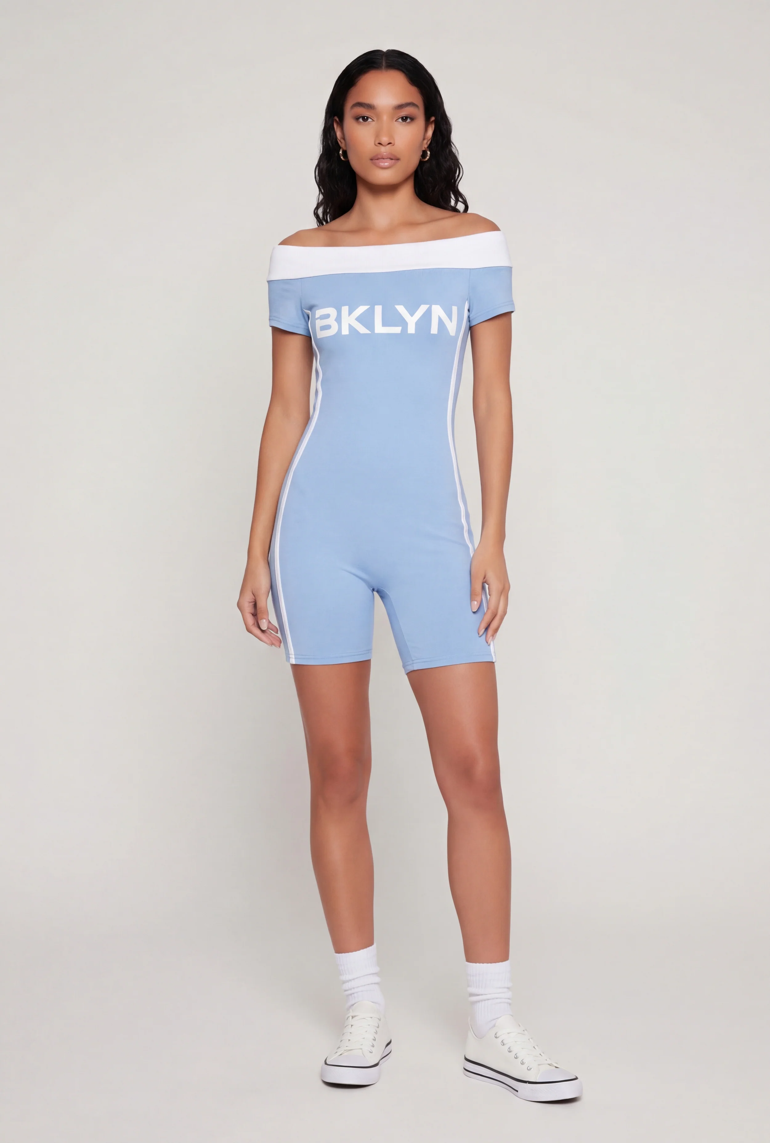 Off The Shoulder BKLYN Graphic Romper