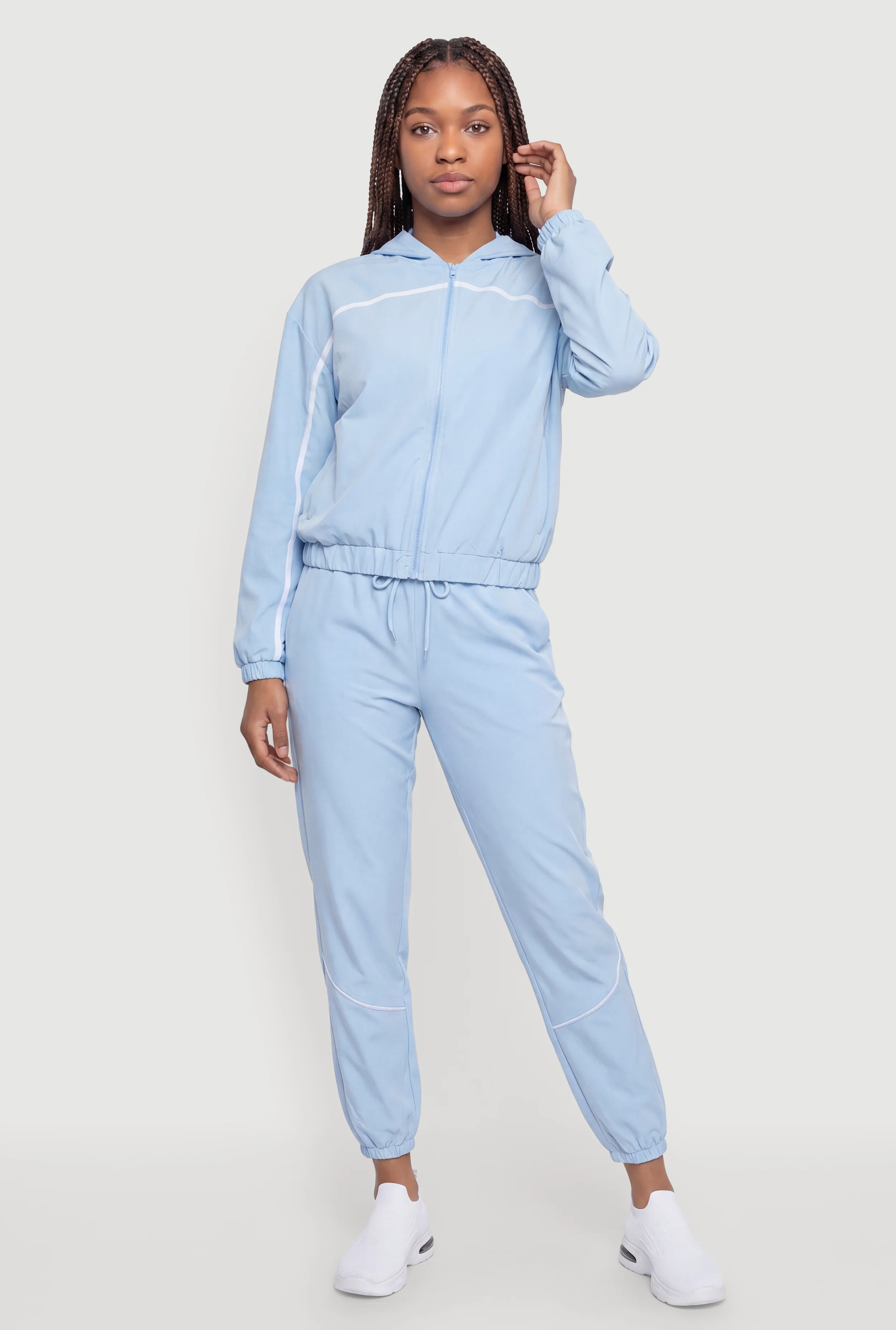 Contrast Trim Piping Drawstring High Waisted Joggers