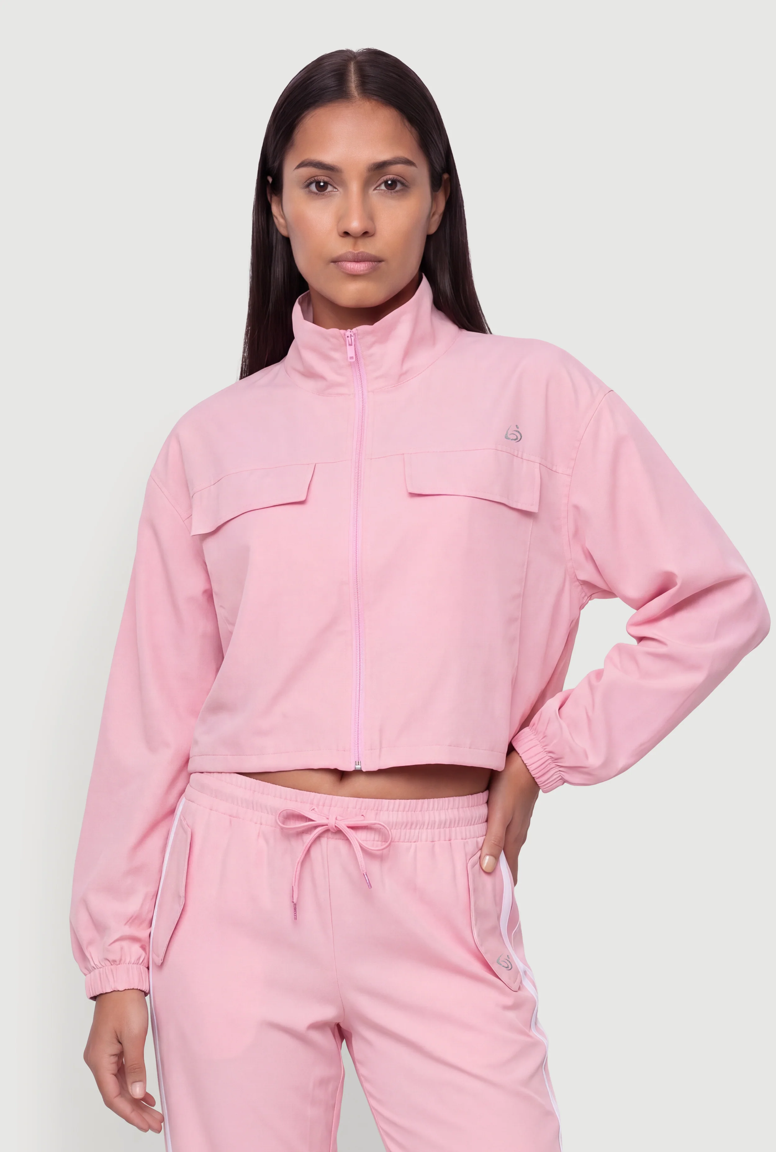 Long Sleeve Zip Front Mock Neck Track Jacket