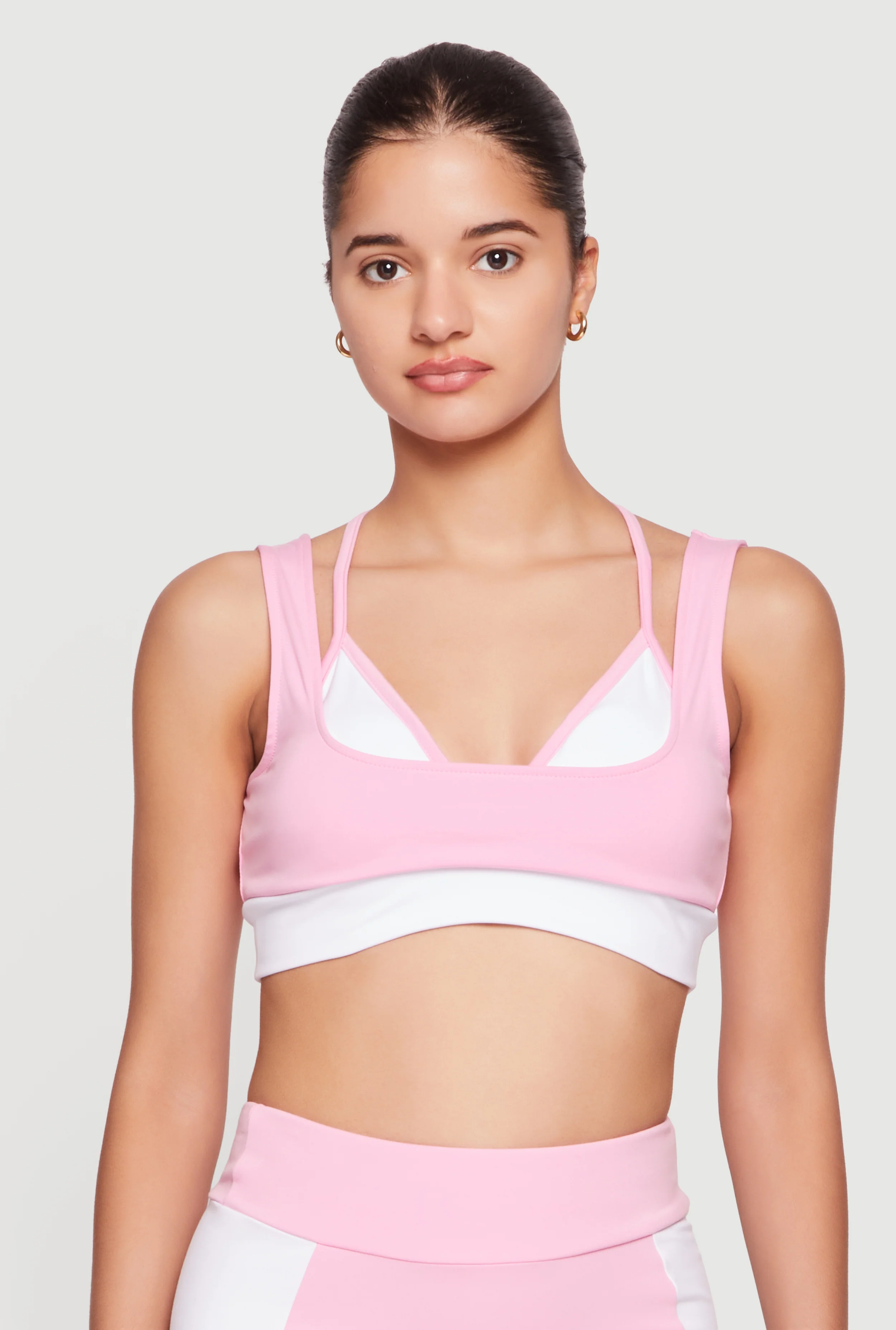 Color Blocked Layered Look Sports Bra