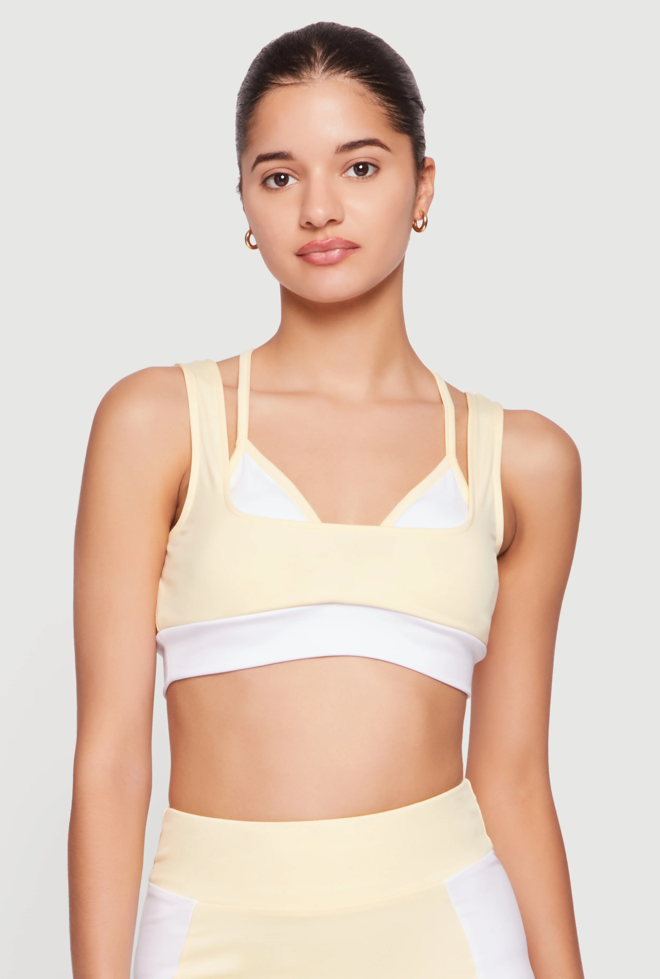 Color Blocked Layered Look Sports Bra
