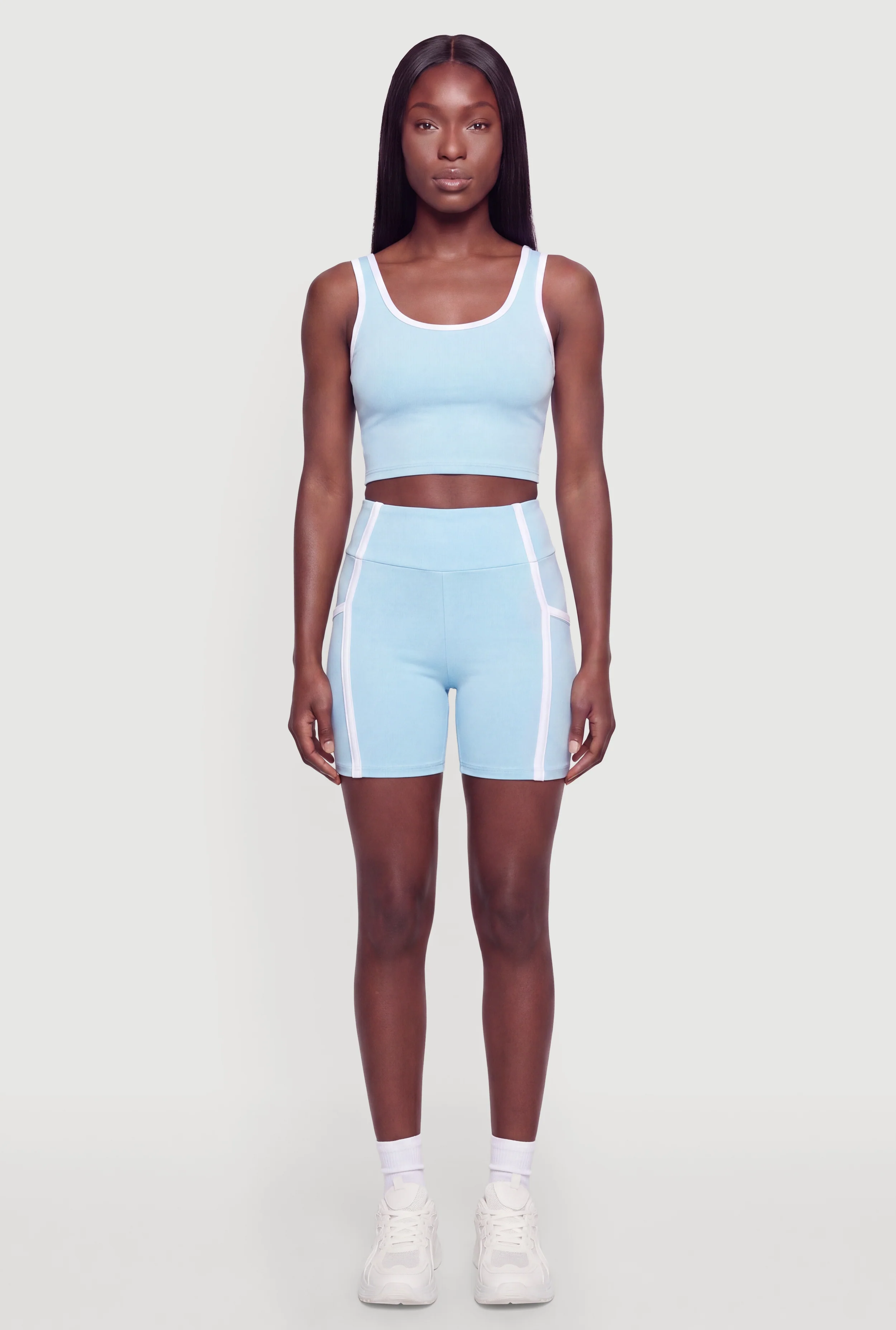 Contrast Trim High Waisted Biker Shorts
