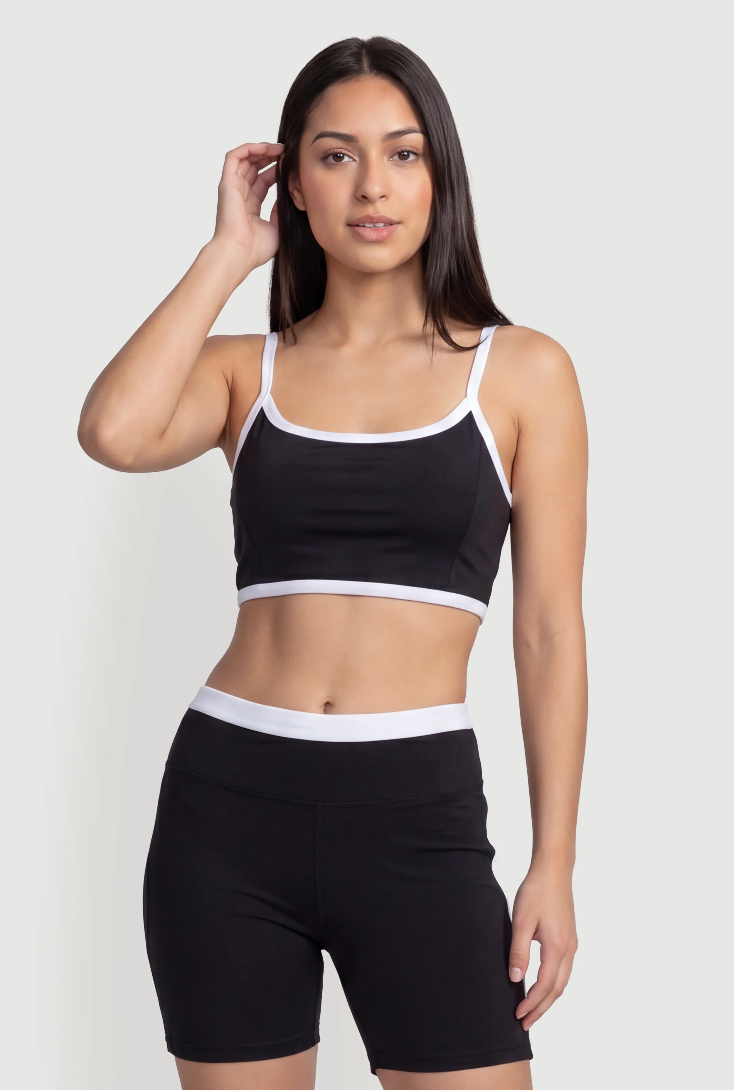 Contrast Trim Scoop Neck Crop Top