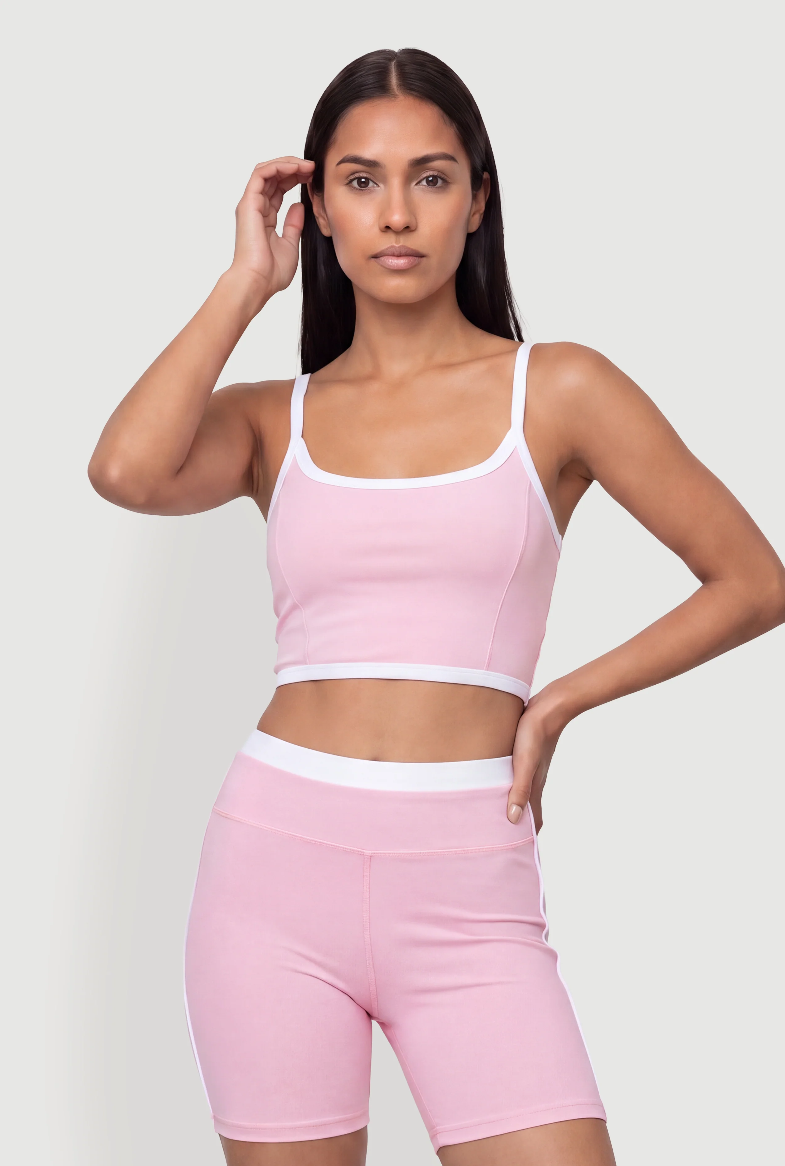 Contrast Trim Scoop Neck Crop Top