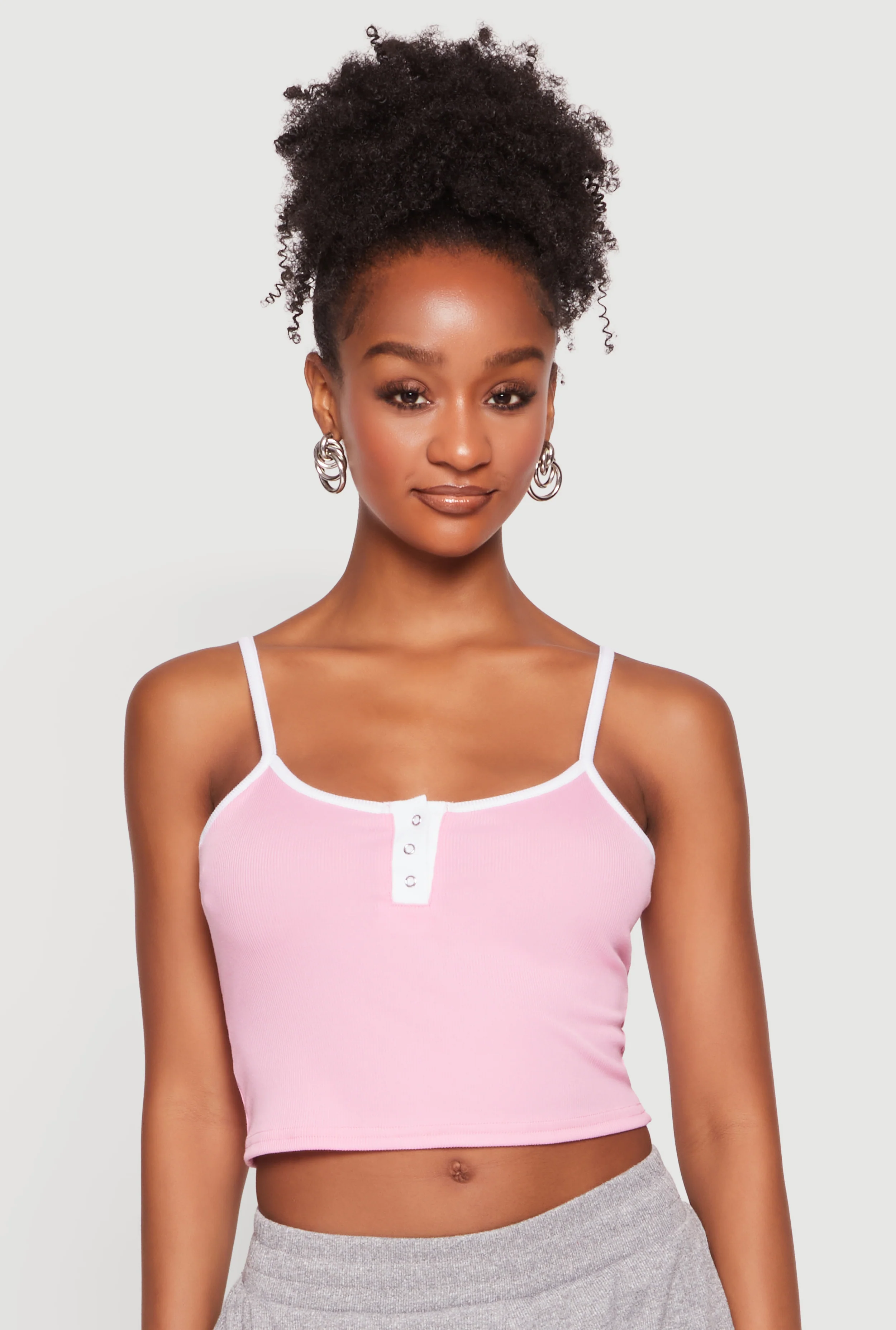 Contrast Trim Scoop Neck Cropped Cami