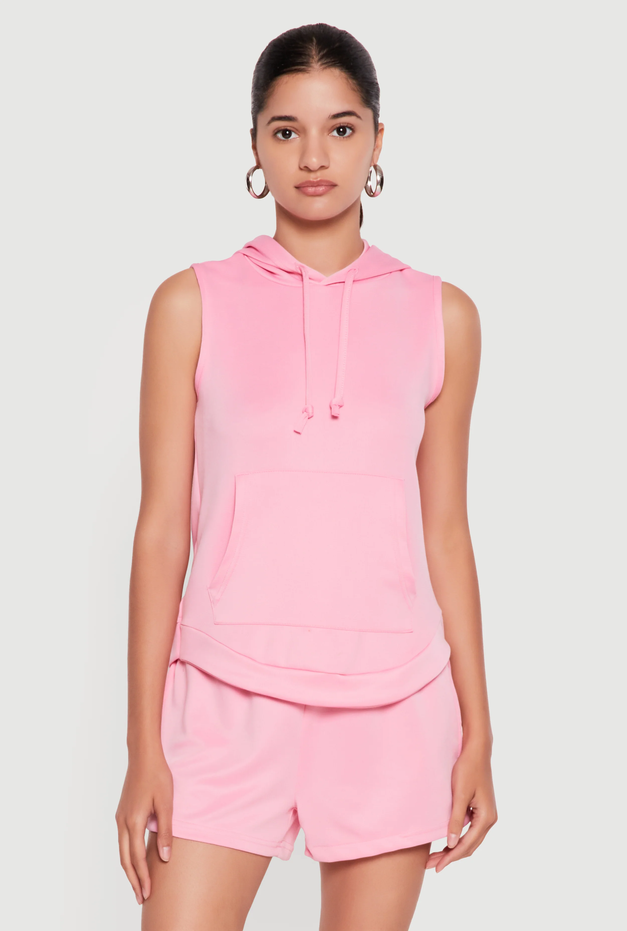 Sleeveless Kangaroo Pocket Hoodie
