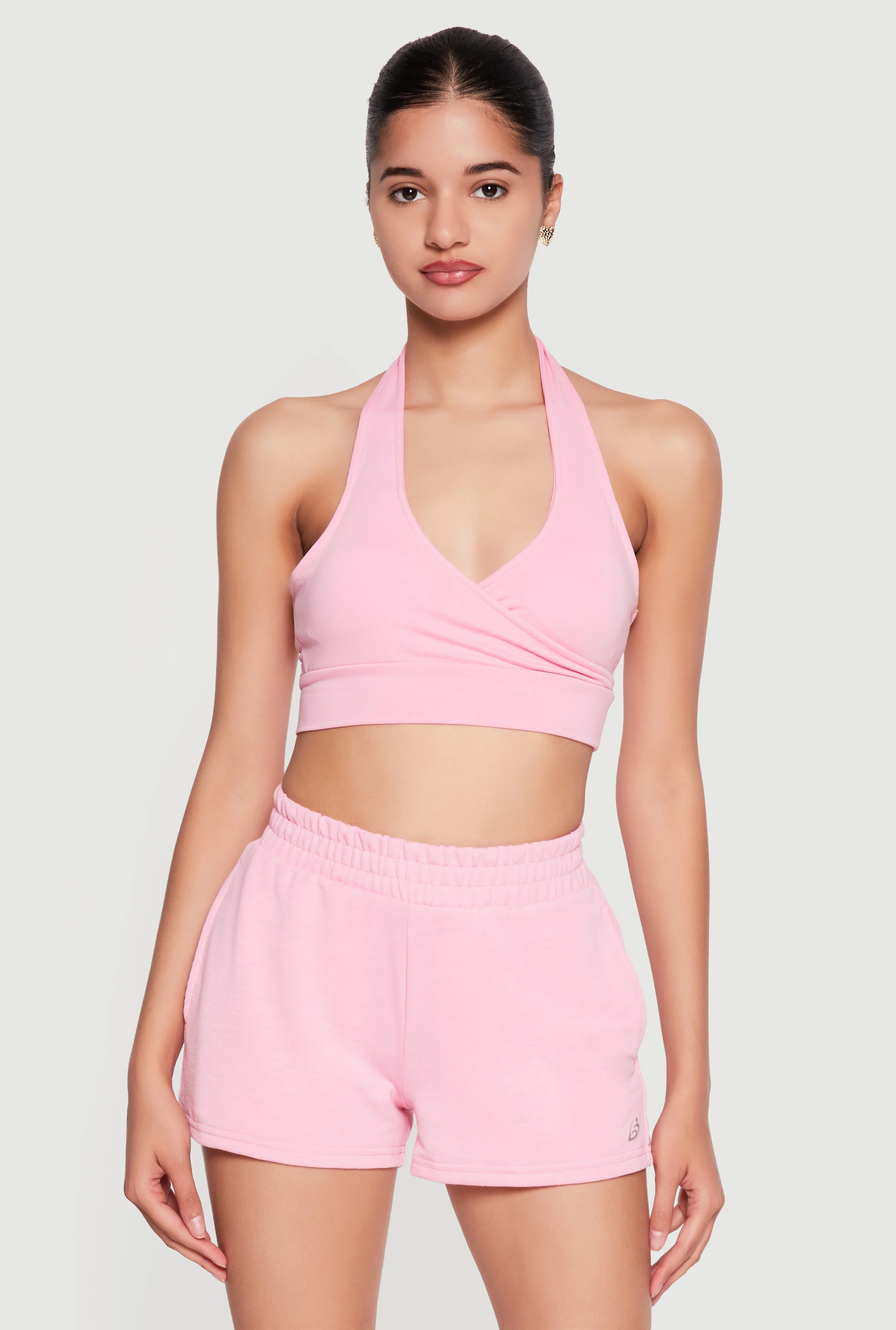 Faux Wrap Halter Crop Top