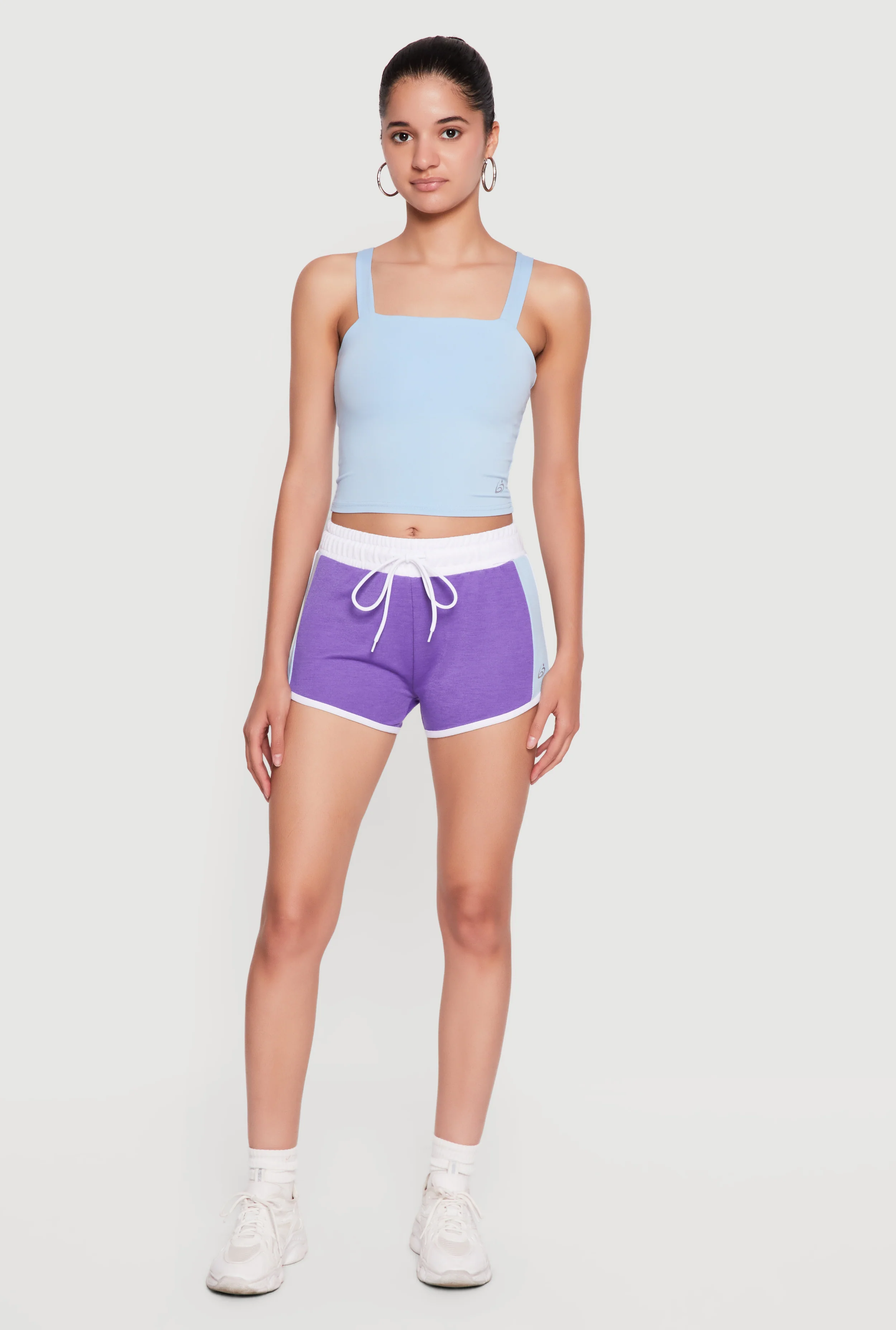 Color Blocked Drawstring Waist Dolphin Shorts