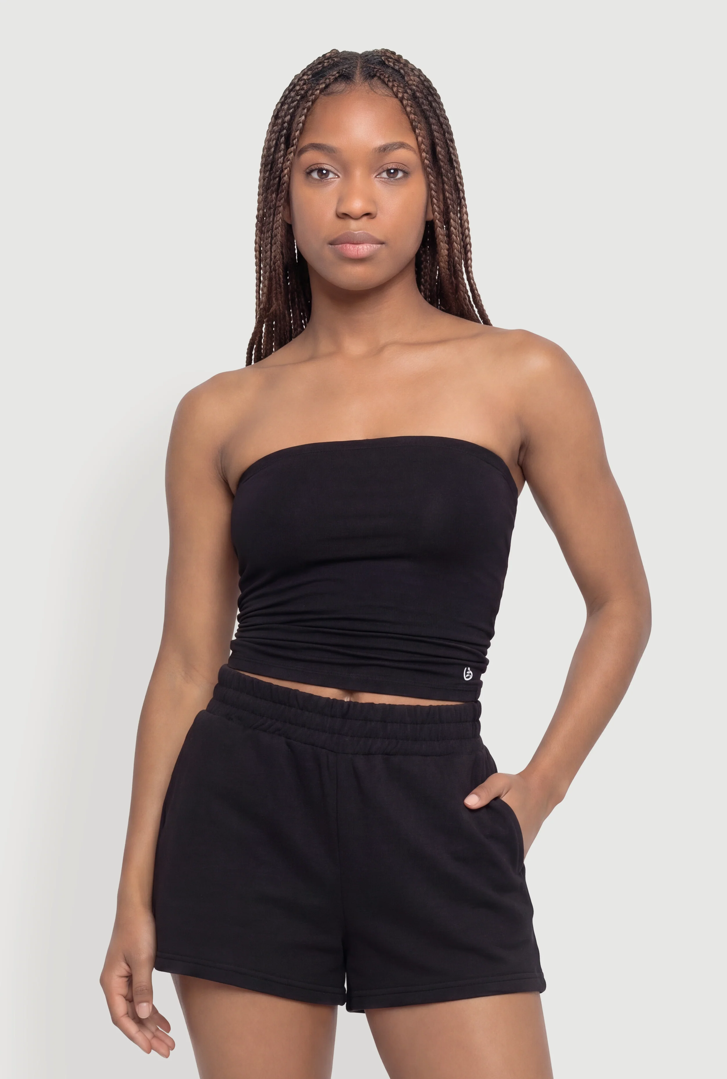 Side Ruched Cropped Tube Top
