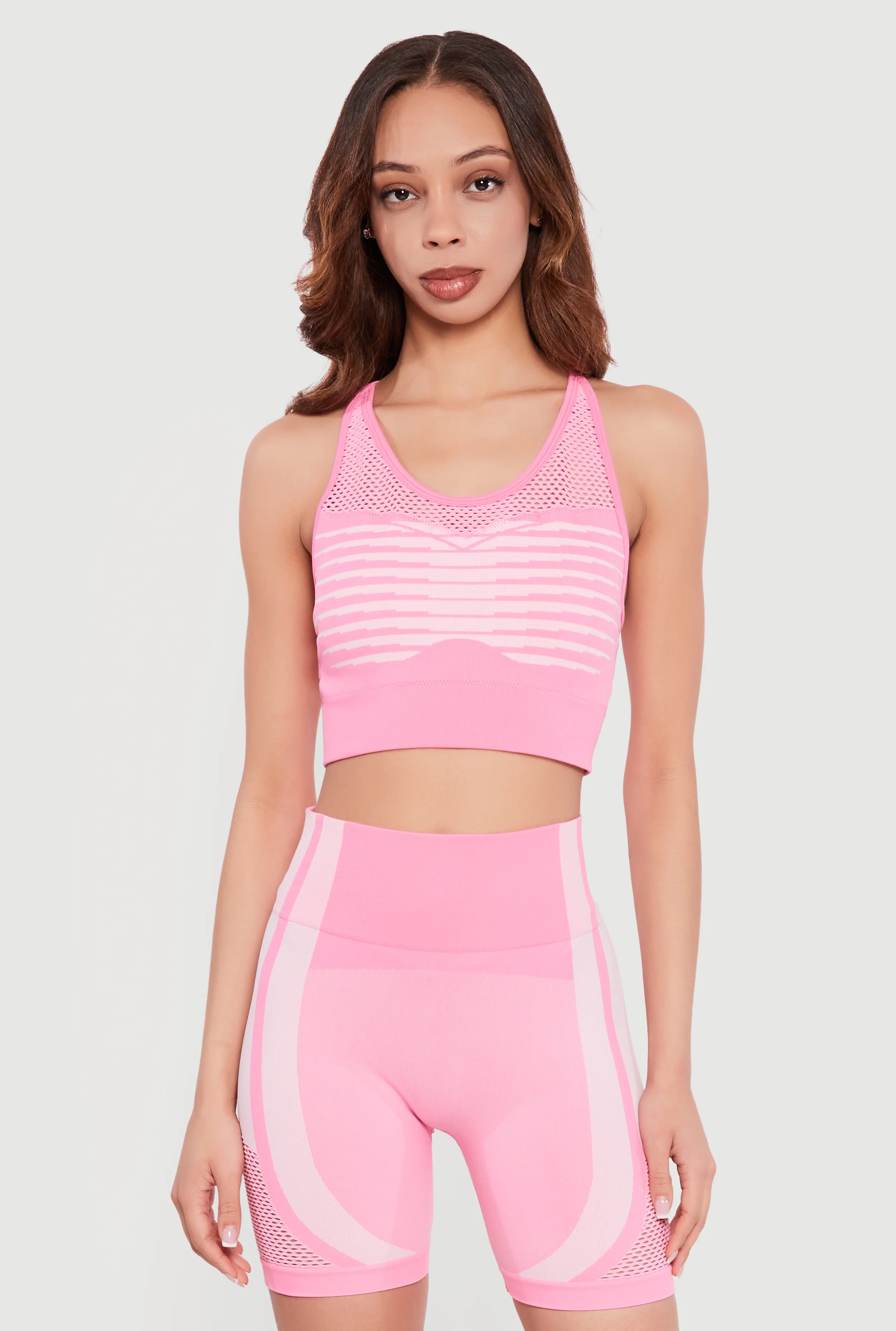 Color Blocked Seamless Racerback Sports Bra