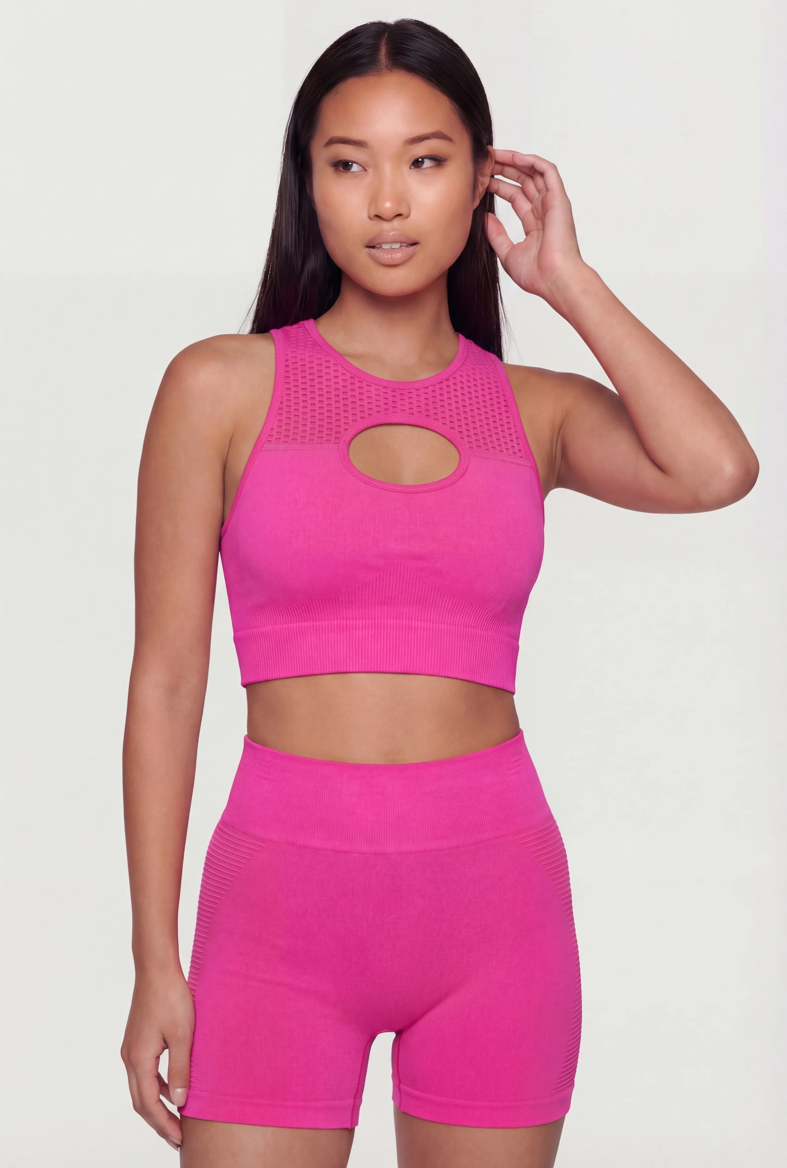 Seamless Cropped Keyhole Racerback Tank Top