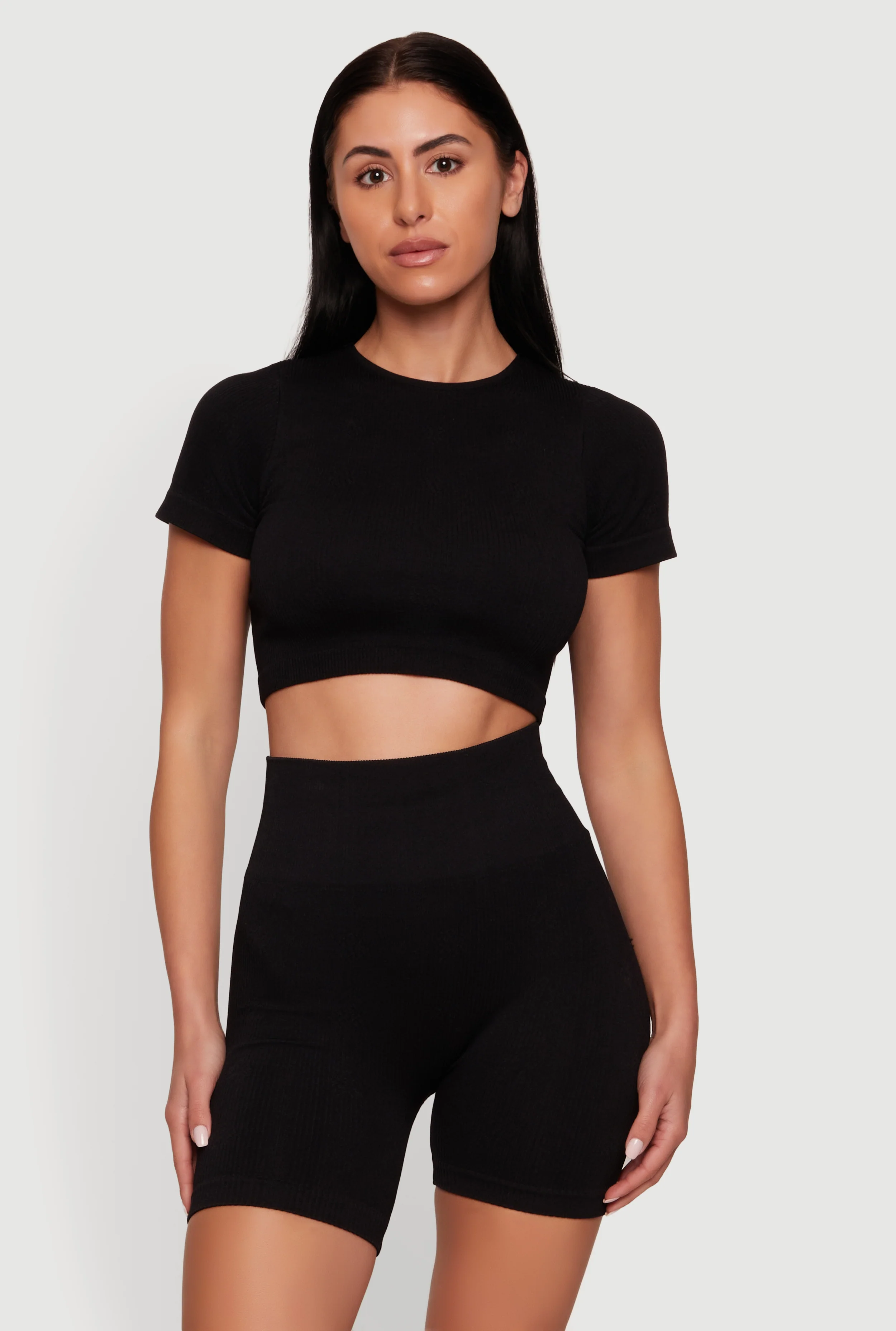 Seamless Compression Rib Knit Crop Top