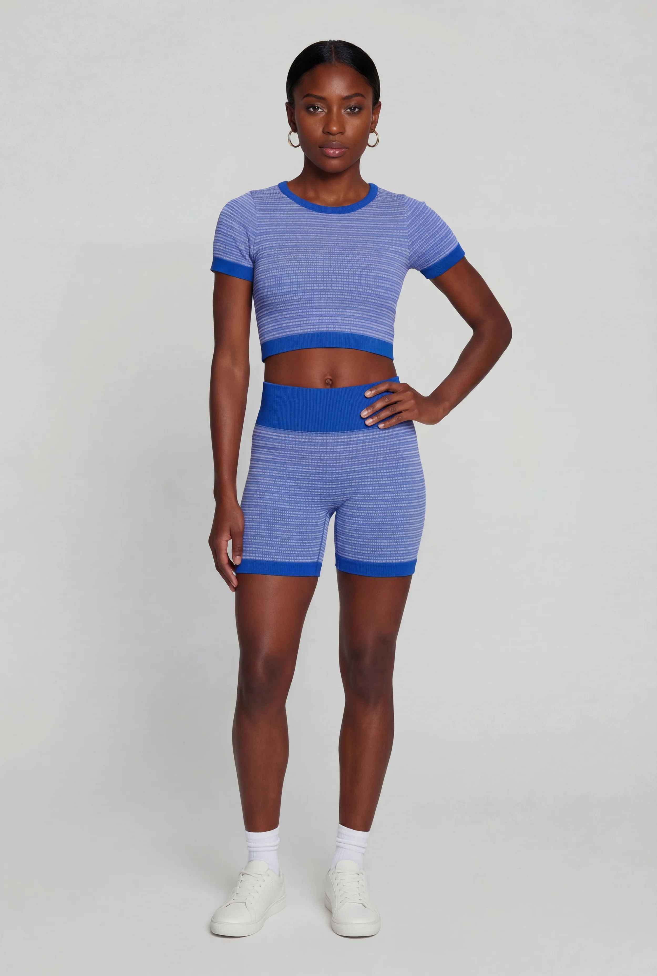 Striped Seamless High Waisted Bike Shorts