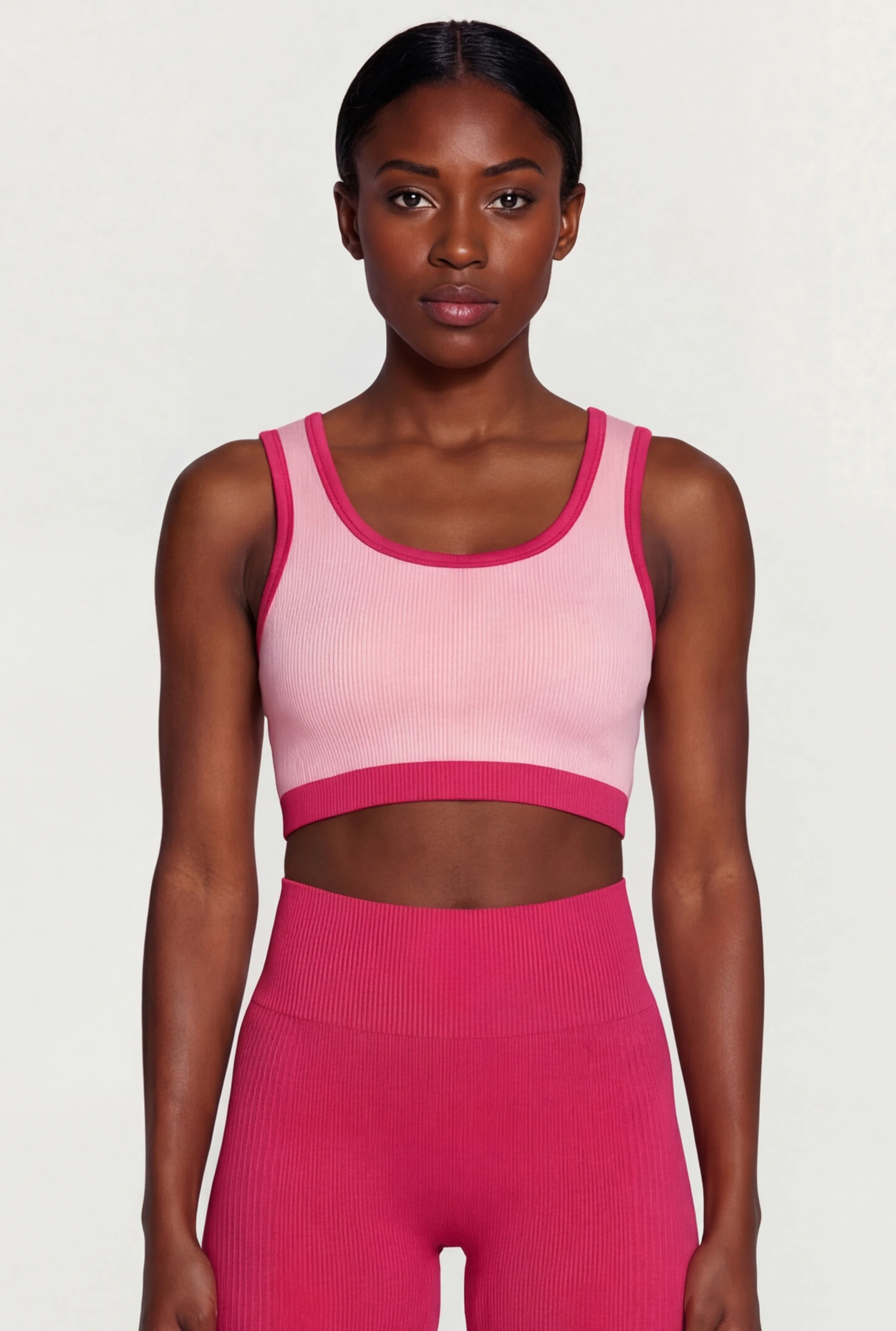 Contrast Trim Seamless Ribbed Cropped Tank Top