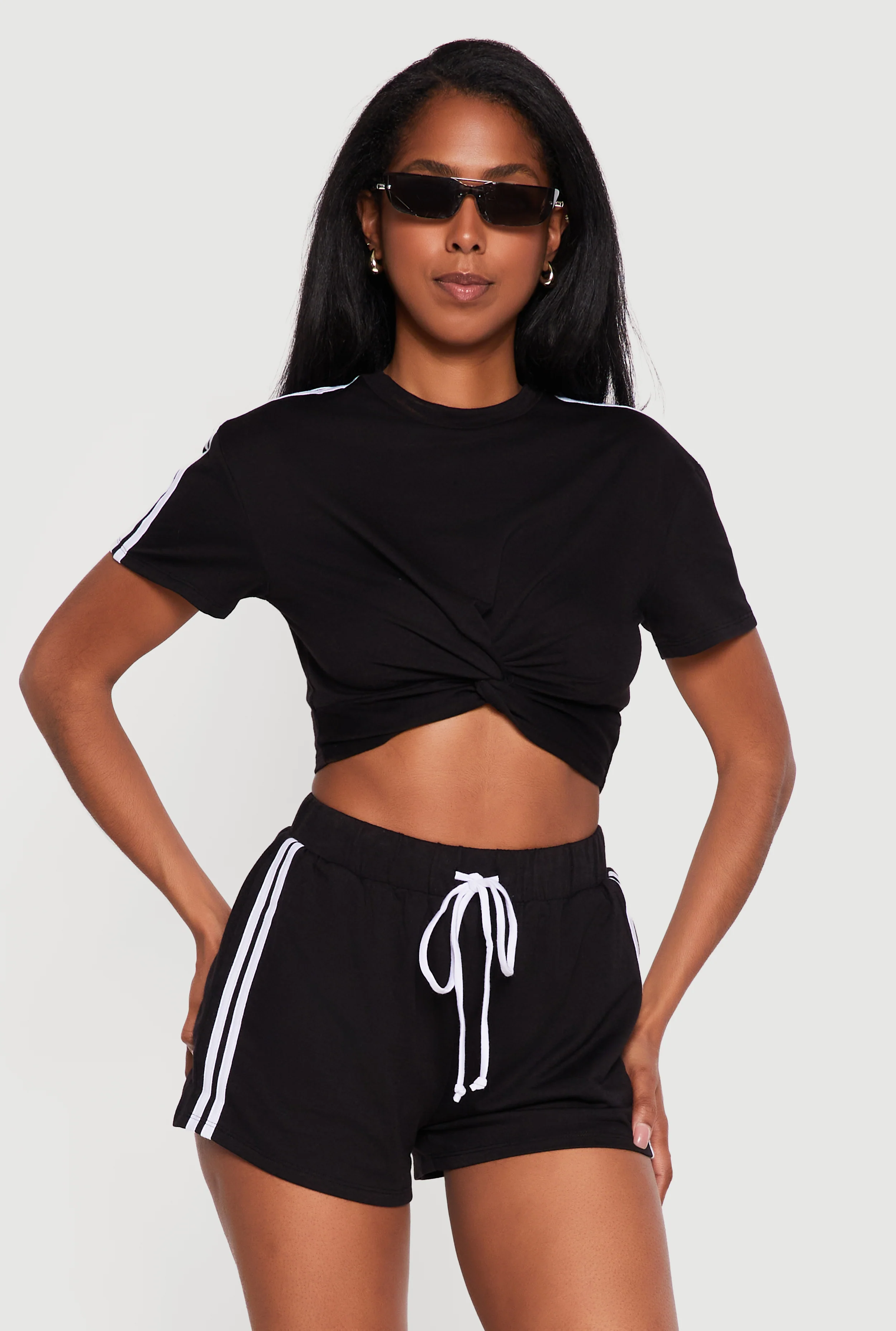 Twist Front Varsity Striped Crop Top