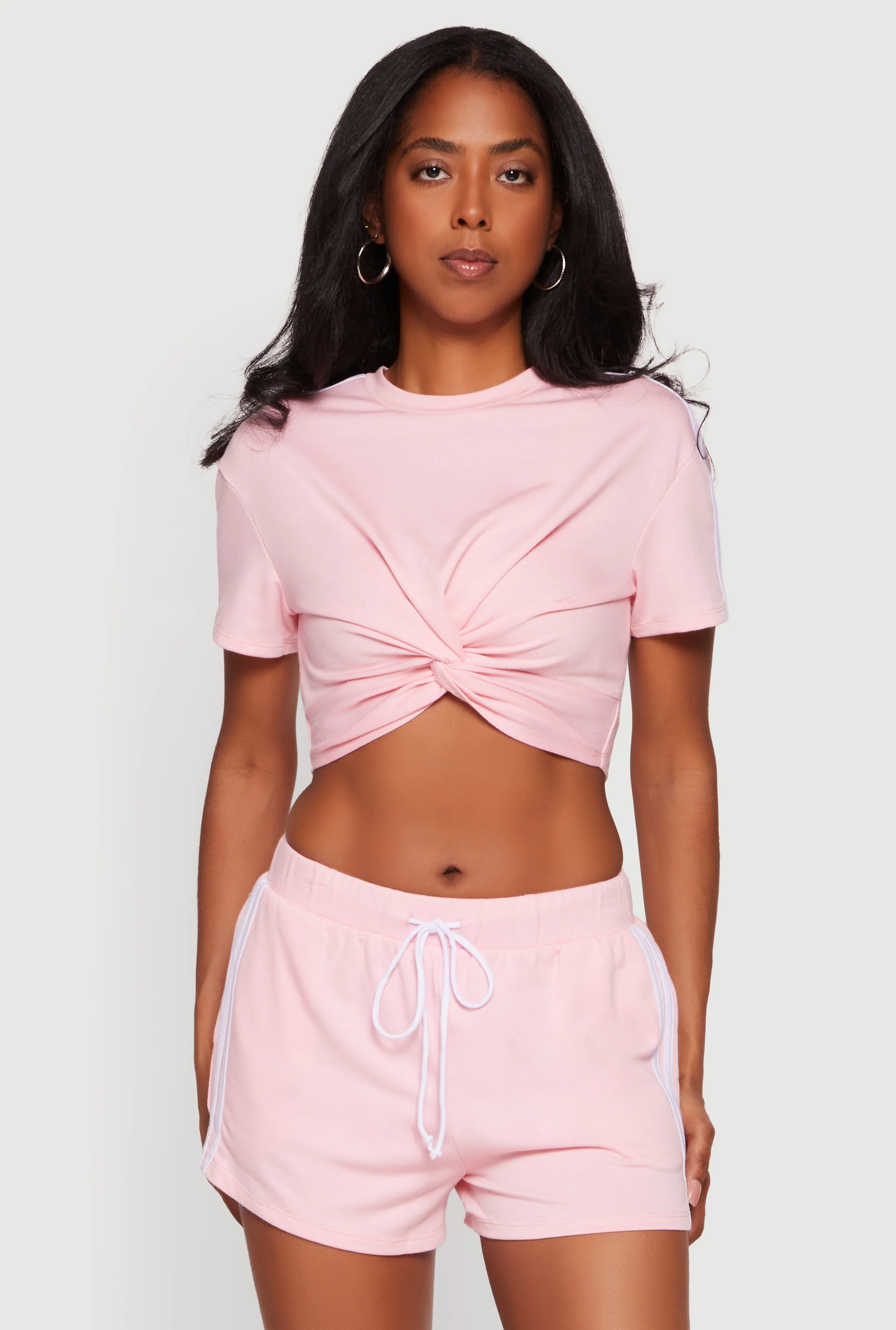 Twist Front Varsity Striped Crop Top